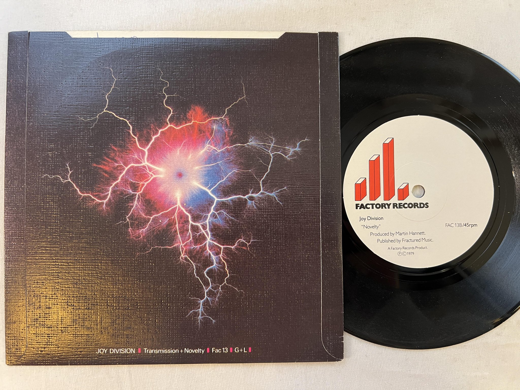 Omslagsbild för skivan JOY DIVISON transmission 7"single -79 UK factory fac 13 ** textured sleeve **