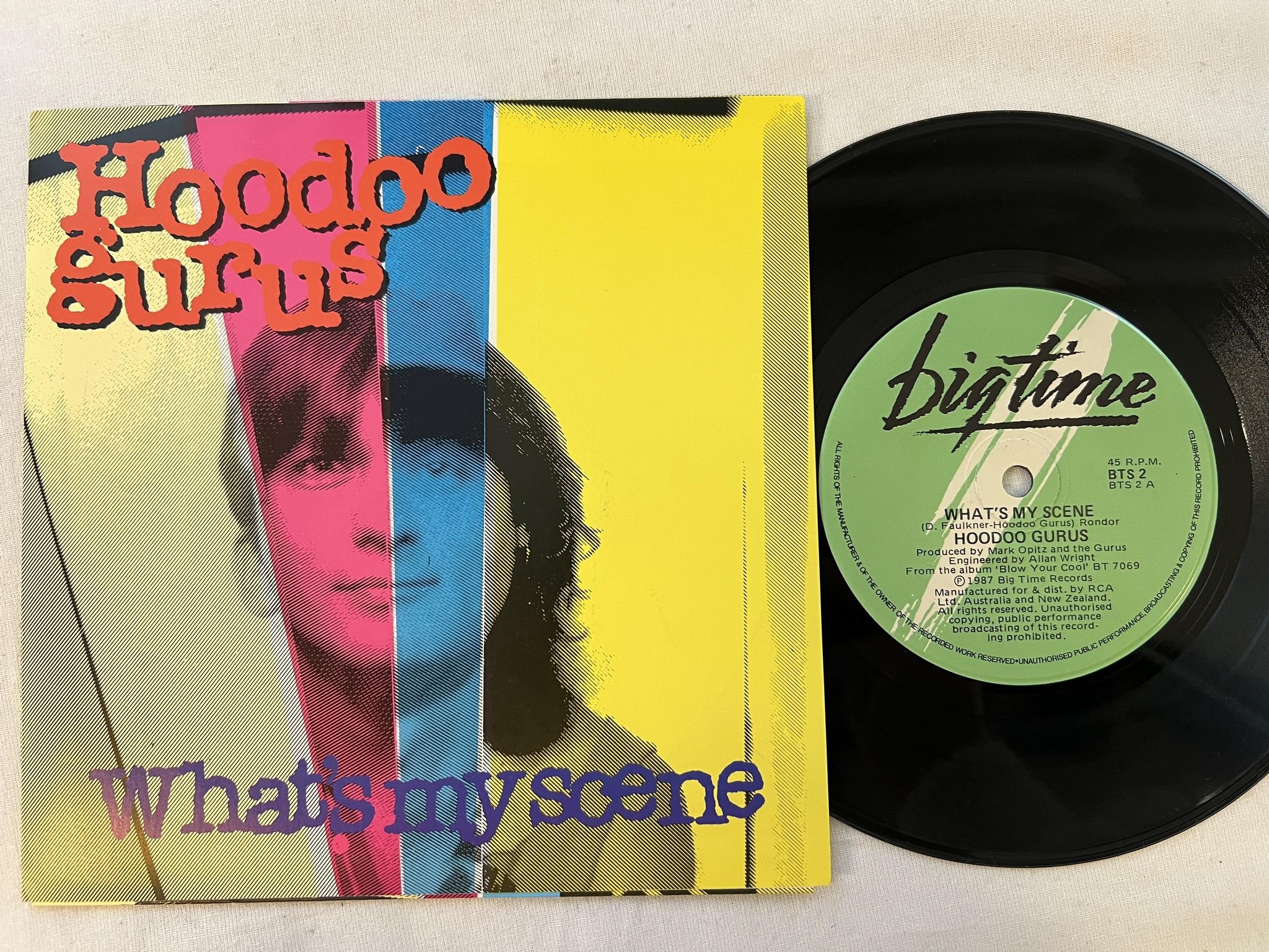 Omslagsbild för skivan HOODOO GURUS what's my scene 7"single -87 Australia BIG TIME BTS 2