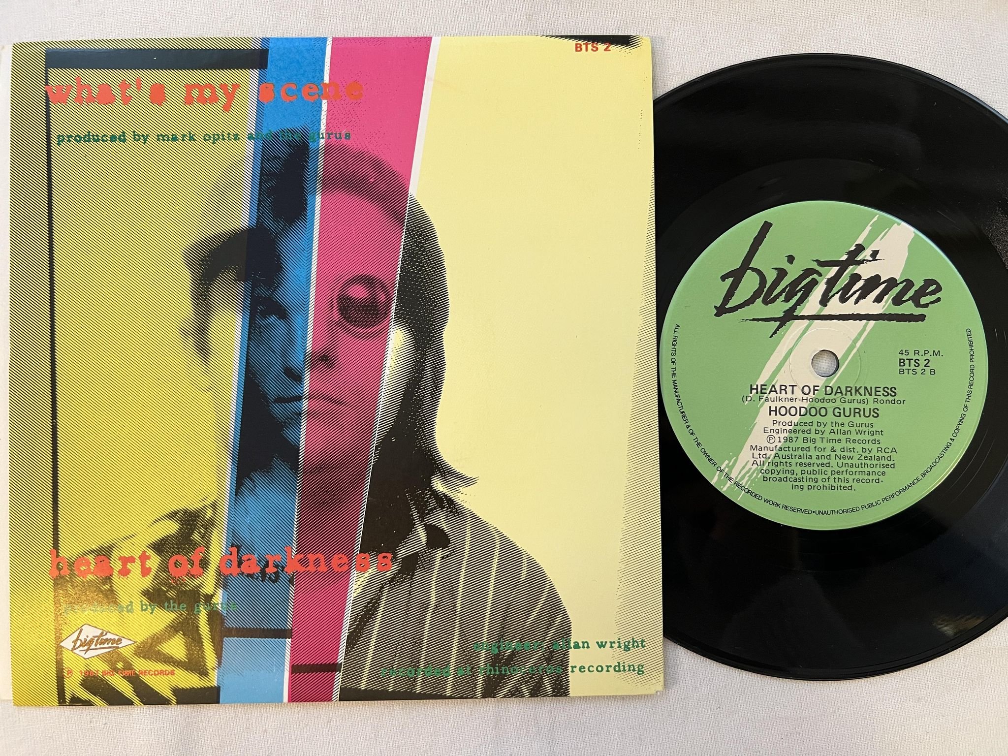 Omslagsbild för skivan HOODOO GURUS what's my scene 7"single -87 Australia BIG TIME BTS 2