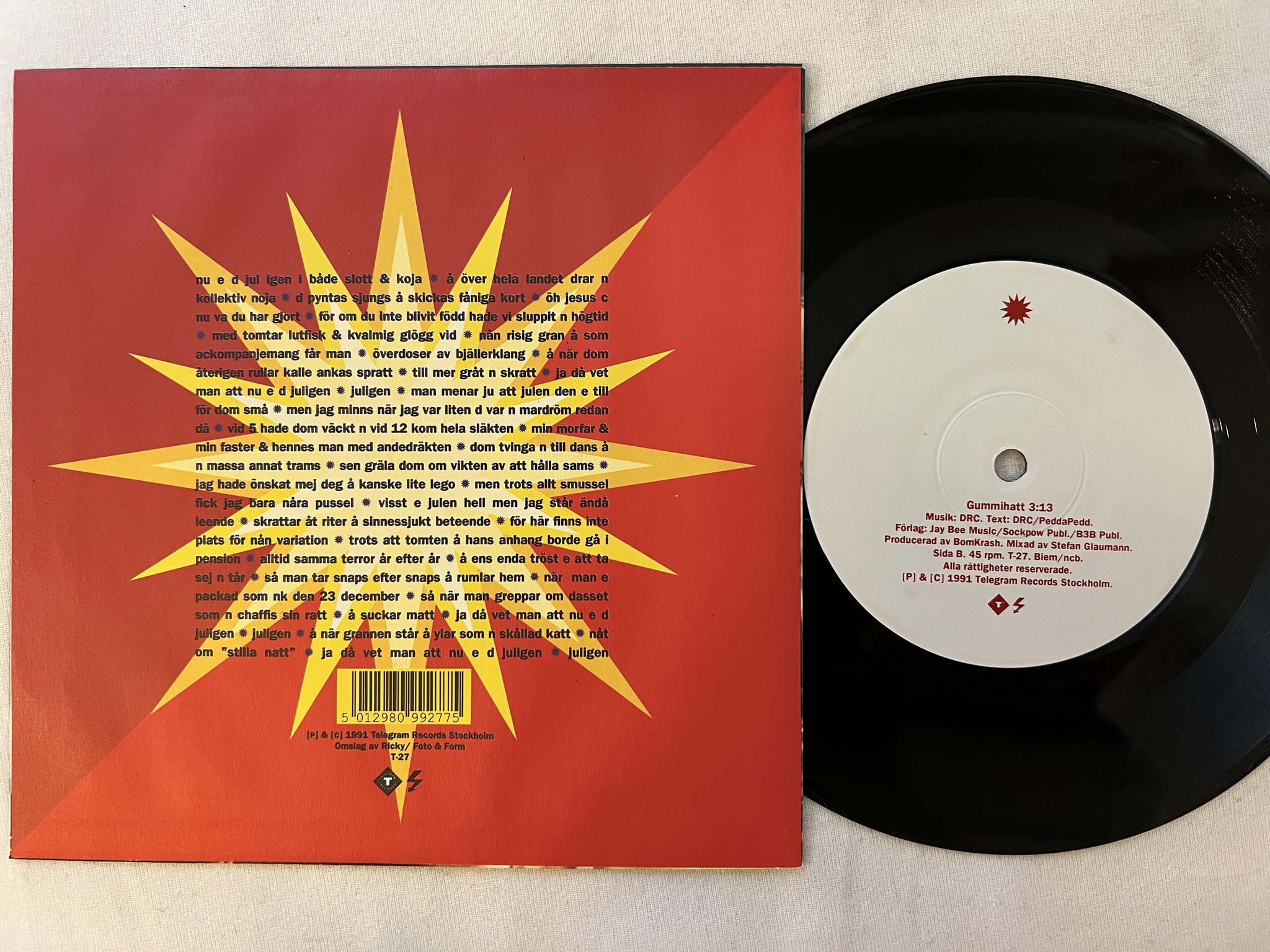 Omslagsbild för skivan JUST D juligen 7"single -91 TELEGRAM T-27