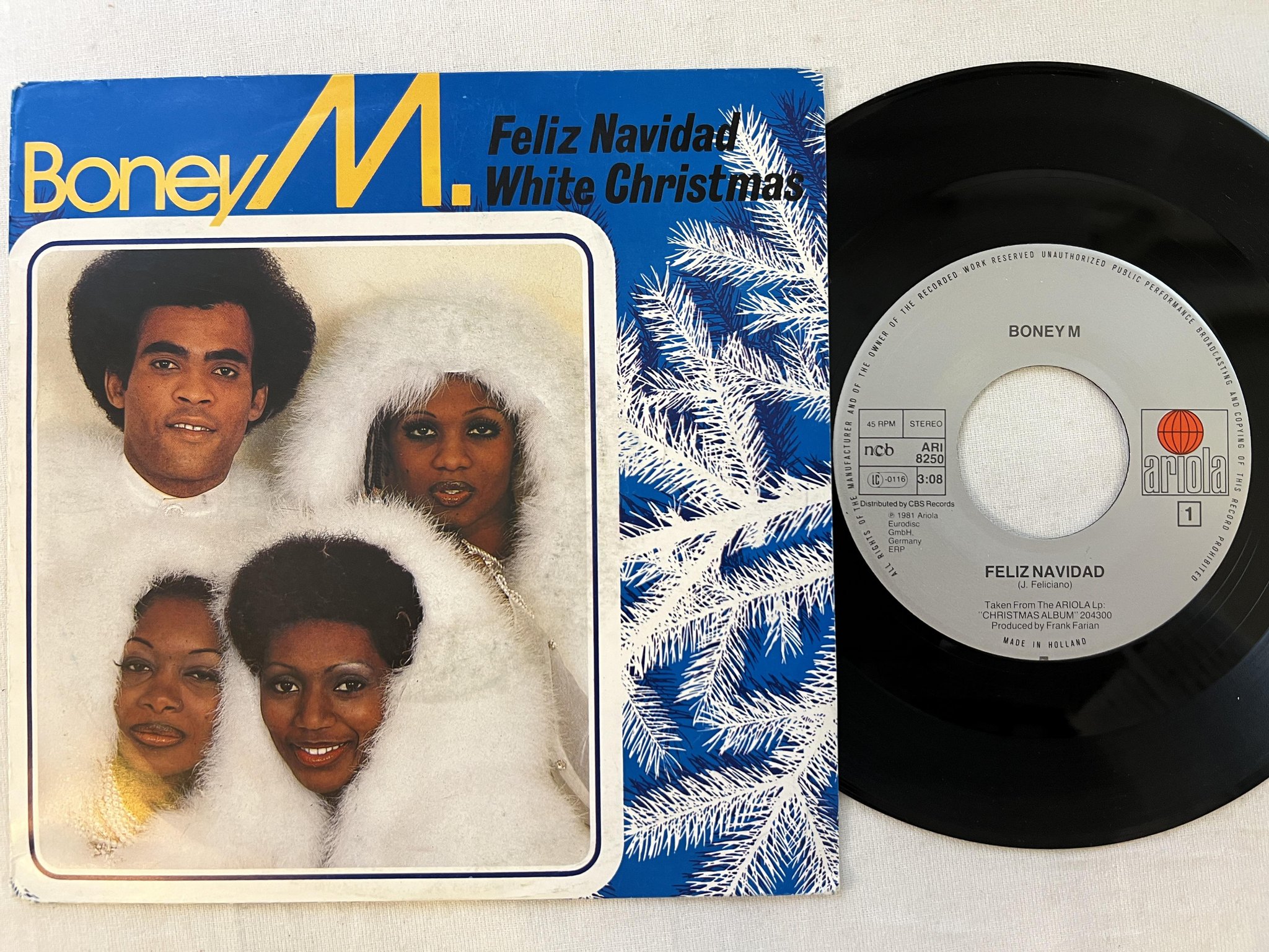 Omslagsbild för skivan BONEY M feliz navidad 7"single -81 ncb ARIOLA ARI 8250
