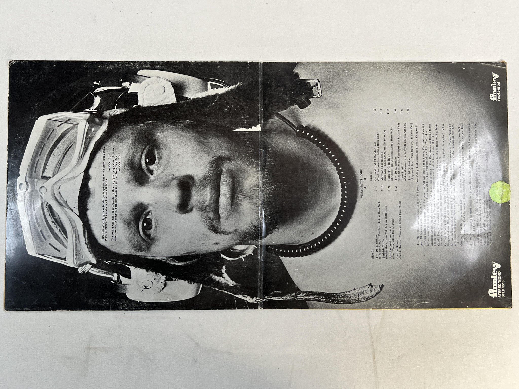 Omslagsbild för skivan VESA-MATTI LOIRI 4 + 20 LP -71 Finland FINNLEVY SFLP 9513 "Coming Home Baby"