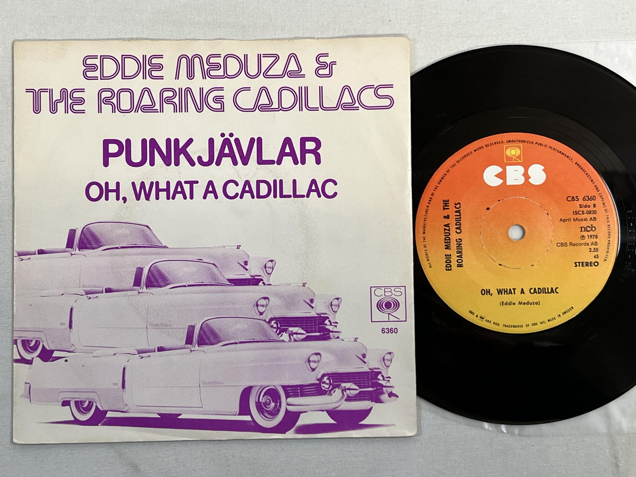 Omslagsbild för skivan EDDIE MEDUZA & THE ROARING CADILLACS punkjävlar 7"single CBS 6360