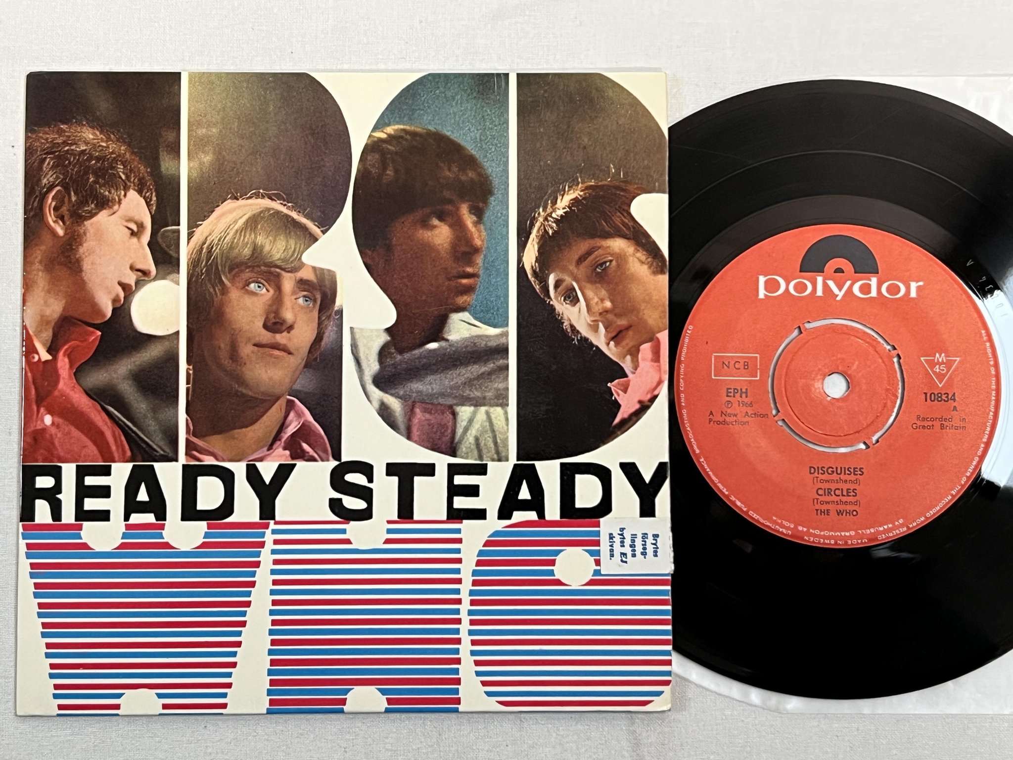 Omslagsbild för skivan THE WHO disguises 7"ep -66 Swe POLYDOR EPH 10834