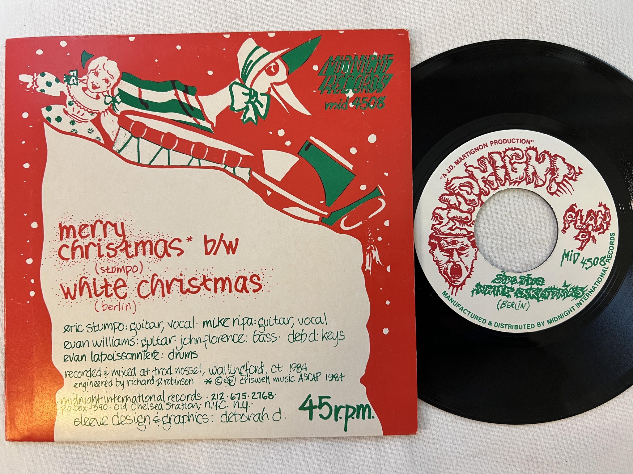 Omslagsbild för skivan PLAN 9 merry christmas 7"ep -85 US midnight MID 4508