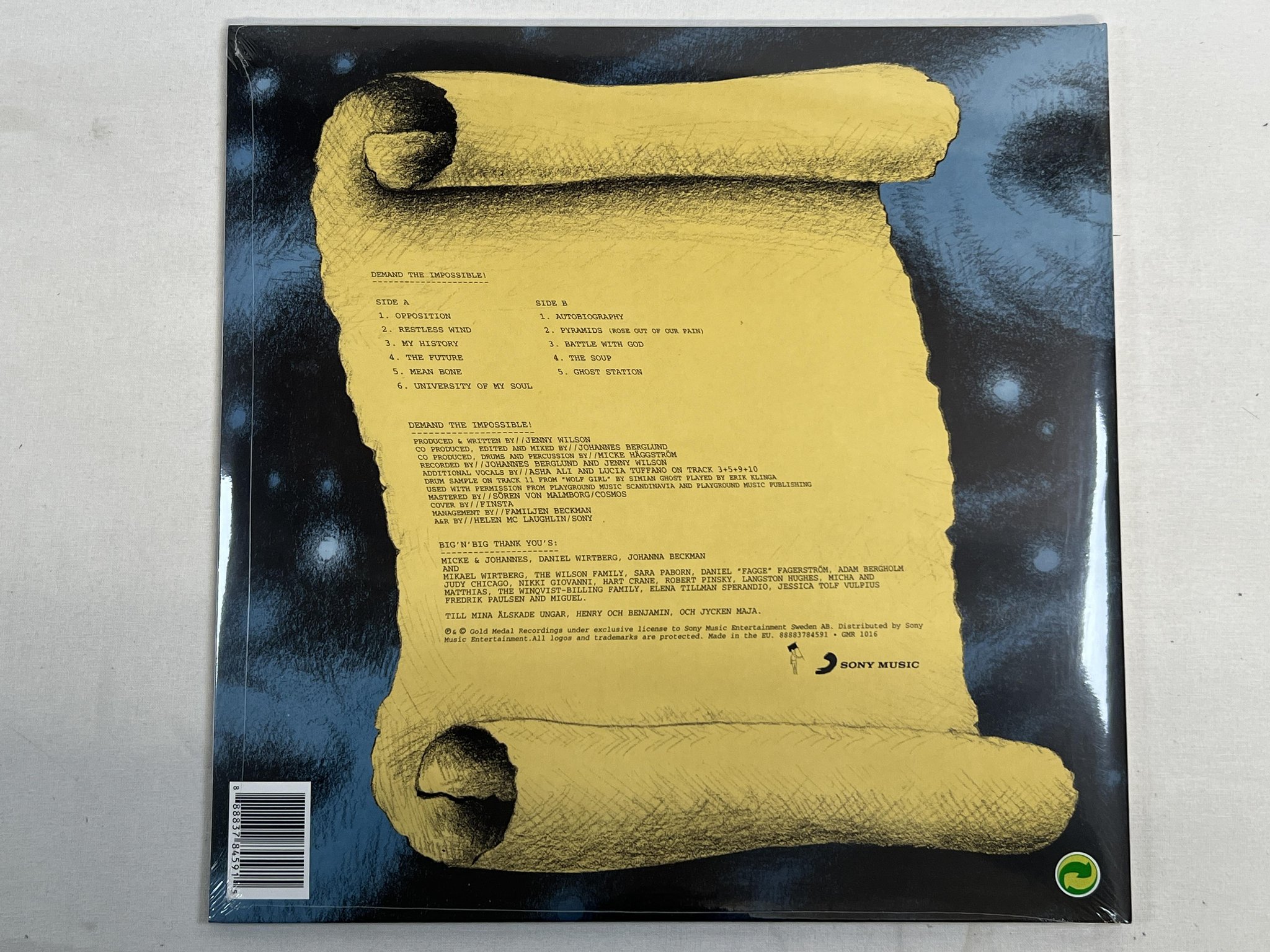 Omslagsbild för skivan JENNY WILSON Demand The Impossible! LP 2013 Swe GOLD MEDAL GMR-1016 synth-pop
