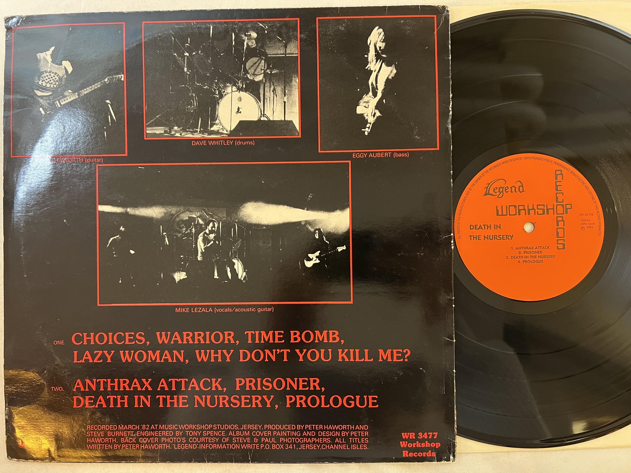 Omslagsbild för skivan LEGEND death in the nursery LP -82 Jersey WORKSHOP WR 3477 ** RARE METAL **