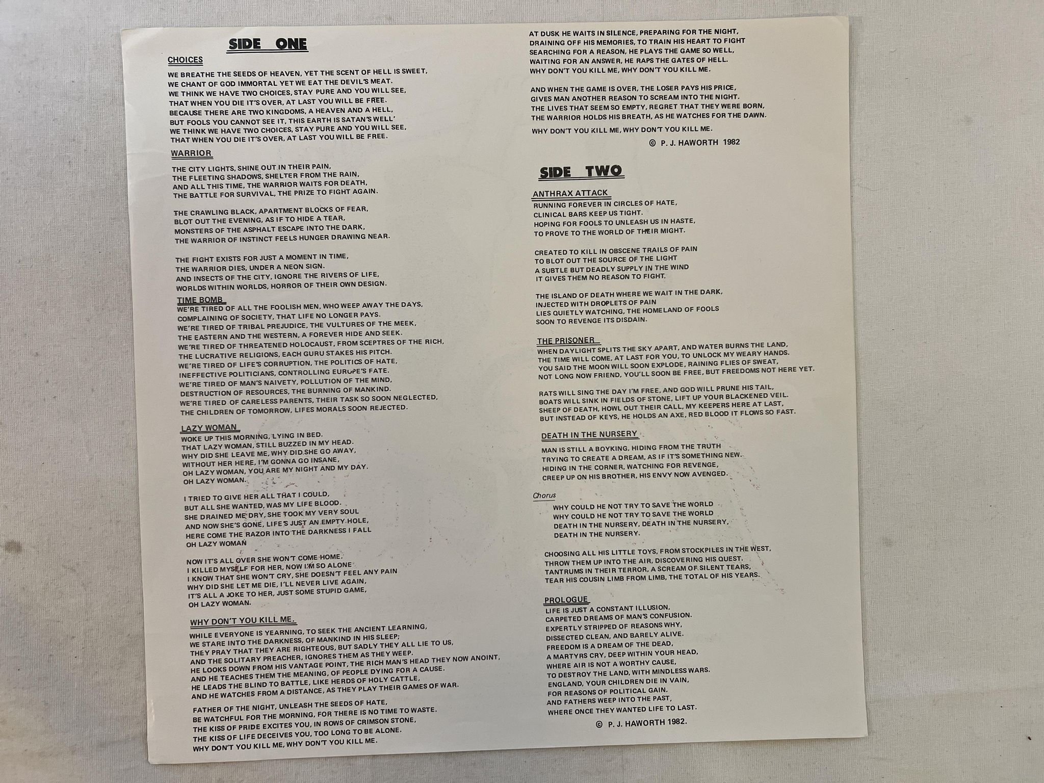 Omslagsbild för skivan LEGEND death in the nursery LP -82 Jersey WORKSHOP WR 3477 ** RARE METAL **