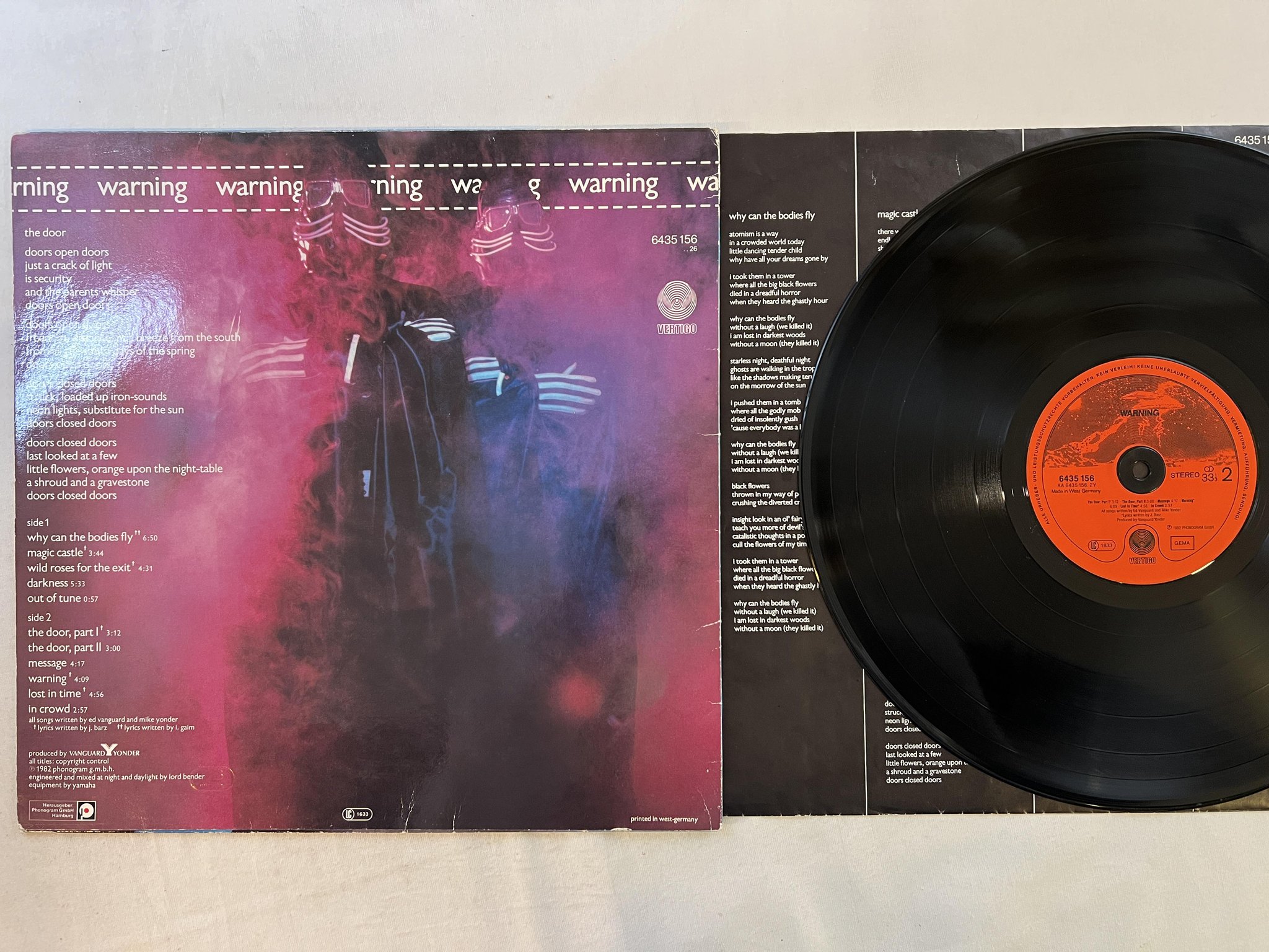 Omslagsbild för skivan WARNING s/t LP -82 Ger VERTIGO 6435156 space rock / ambient