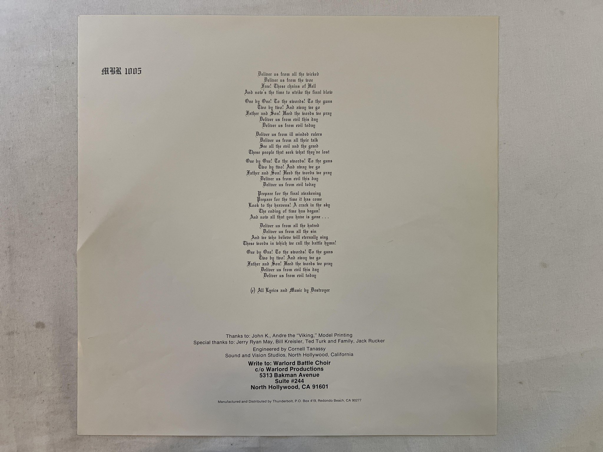 Omslagsbild för skivan WARLORD deliver us LP -83 METAL BLADE MBR 1005 *** RARE HEAVY METAL ***