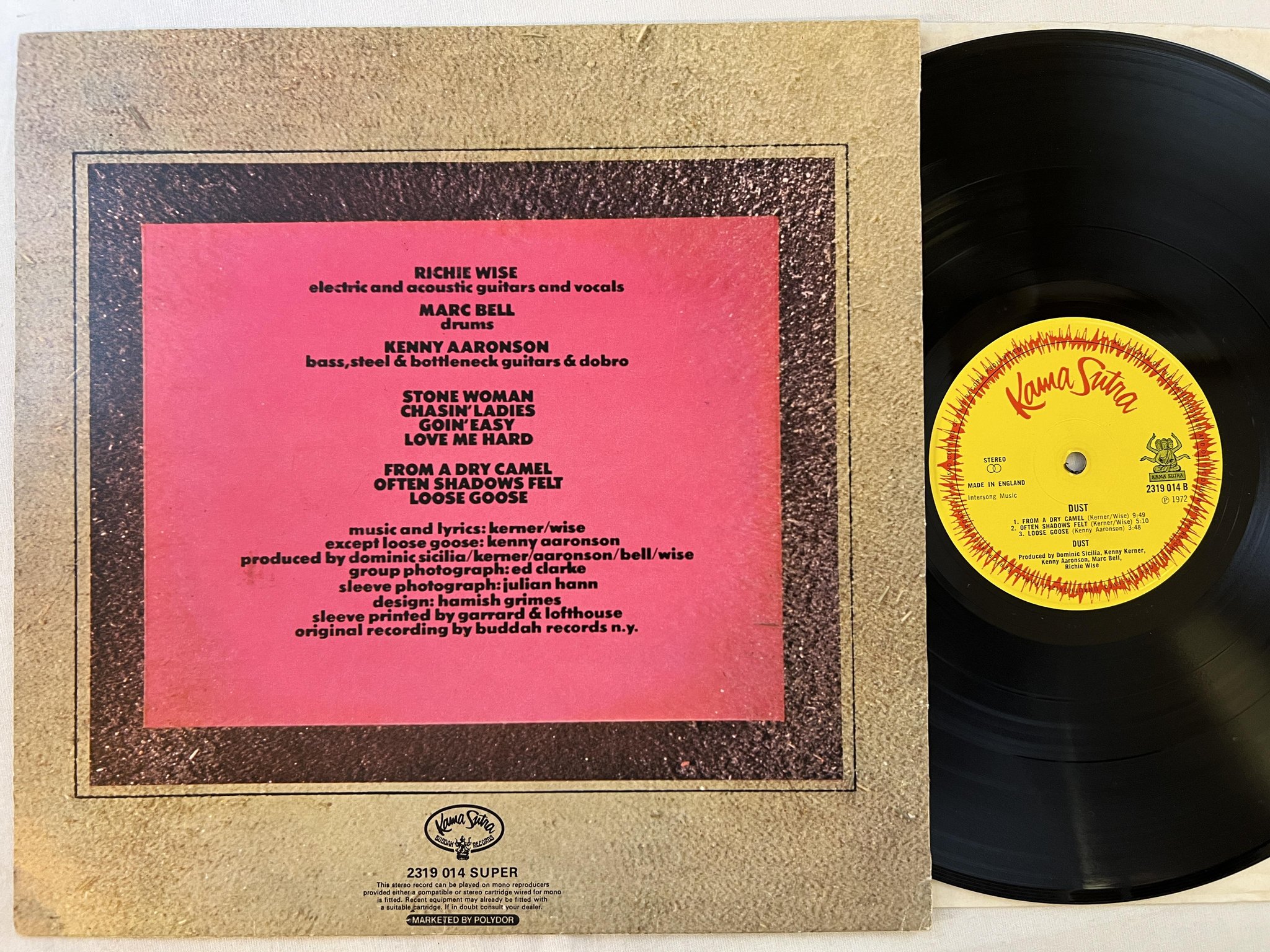 Omslagsbild för skivan DUST s/t LP -72 UK KAMA SUTRA 2319014 *** VERY RARE ***