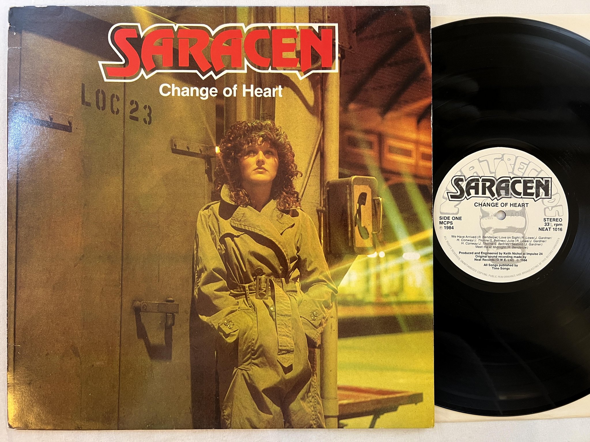 Omslagsbild för skivan SARACEN change of heart LP -84 NEAT RECORDS NEAT 1016
