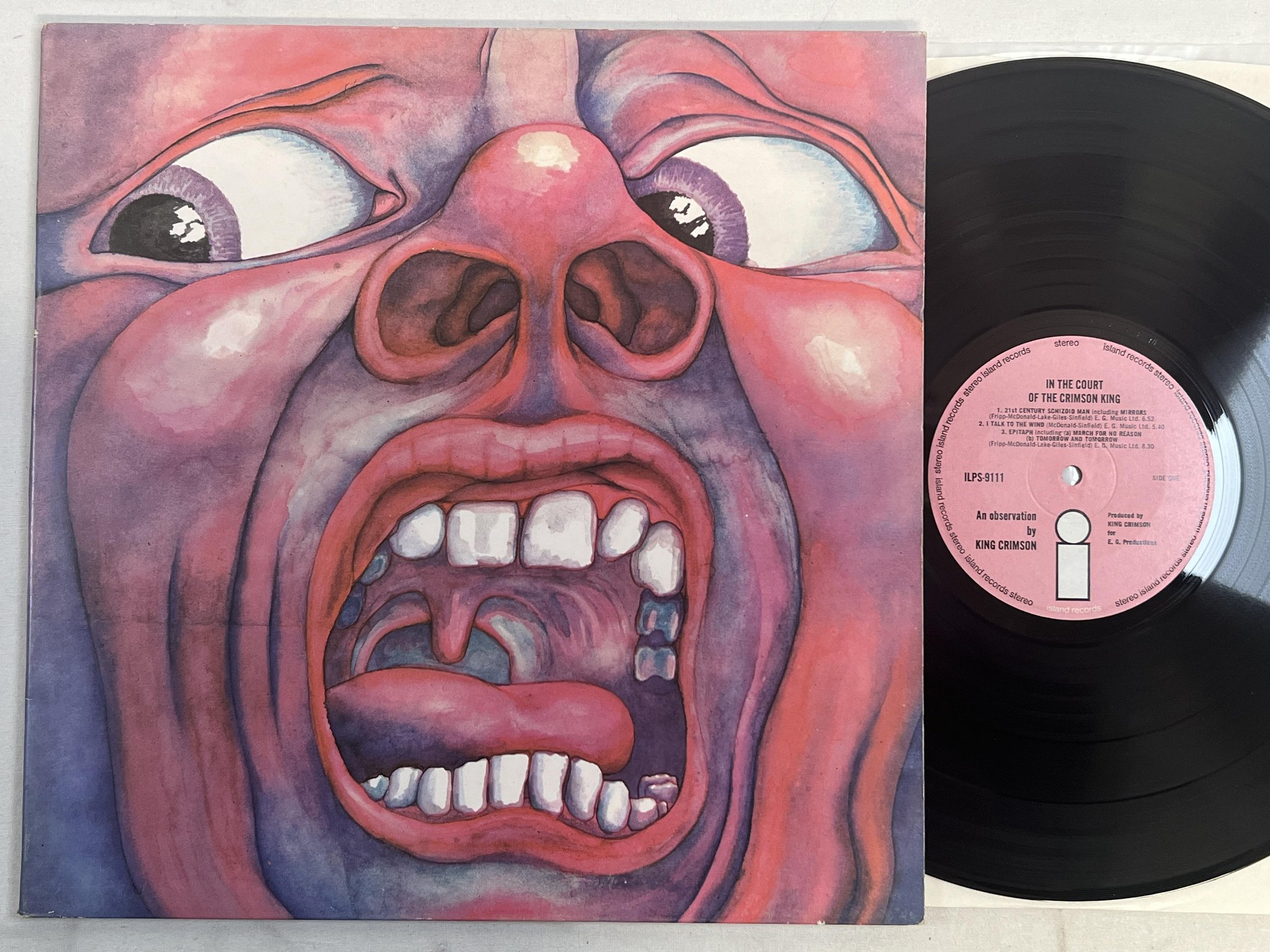 Omslagsbild för skivan KING CRIMSON in the court of the... LP -69 UK 1st ISLAND ILPS 9111 -A2/-B3