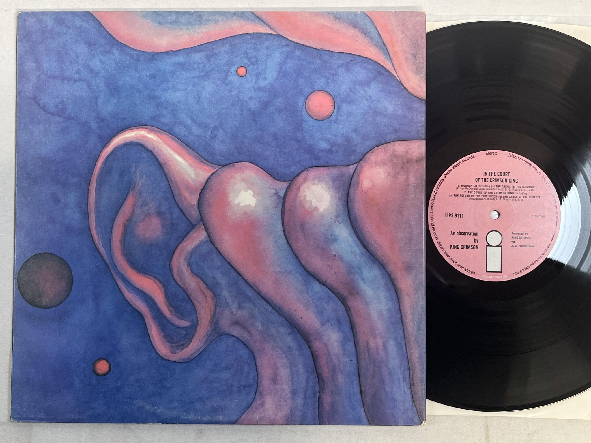 Omslagsbild för skivan KING CRIMSON in the court of the... LP -69 UK 1st ISLAND ILPS 9111 -A2/-B3