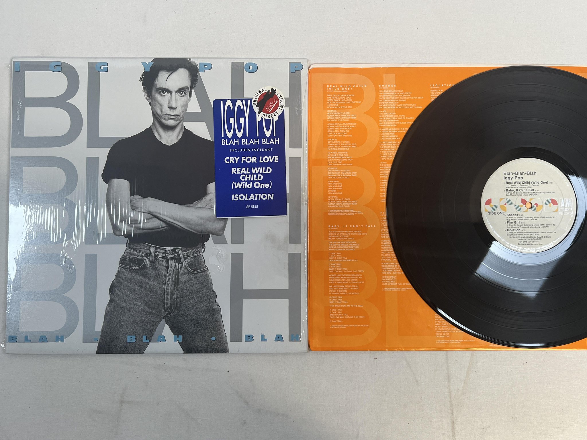 Omslagsbild för skivan IGGY POP blah-blah-blah LP -86 Can A&M SP 5145