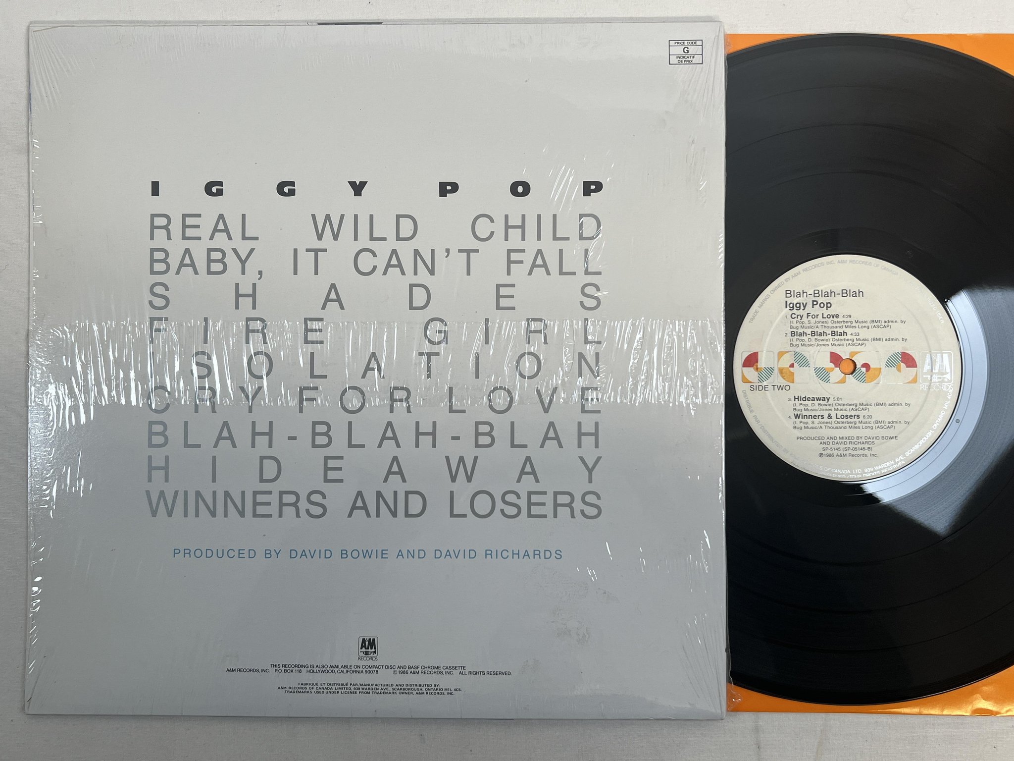 Omslagsbild för skivan IGGY POP blah-blah-blah LP -86 Can A&M SP 5145