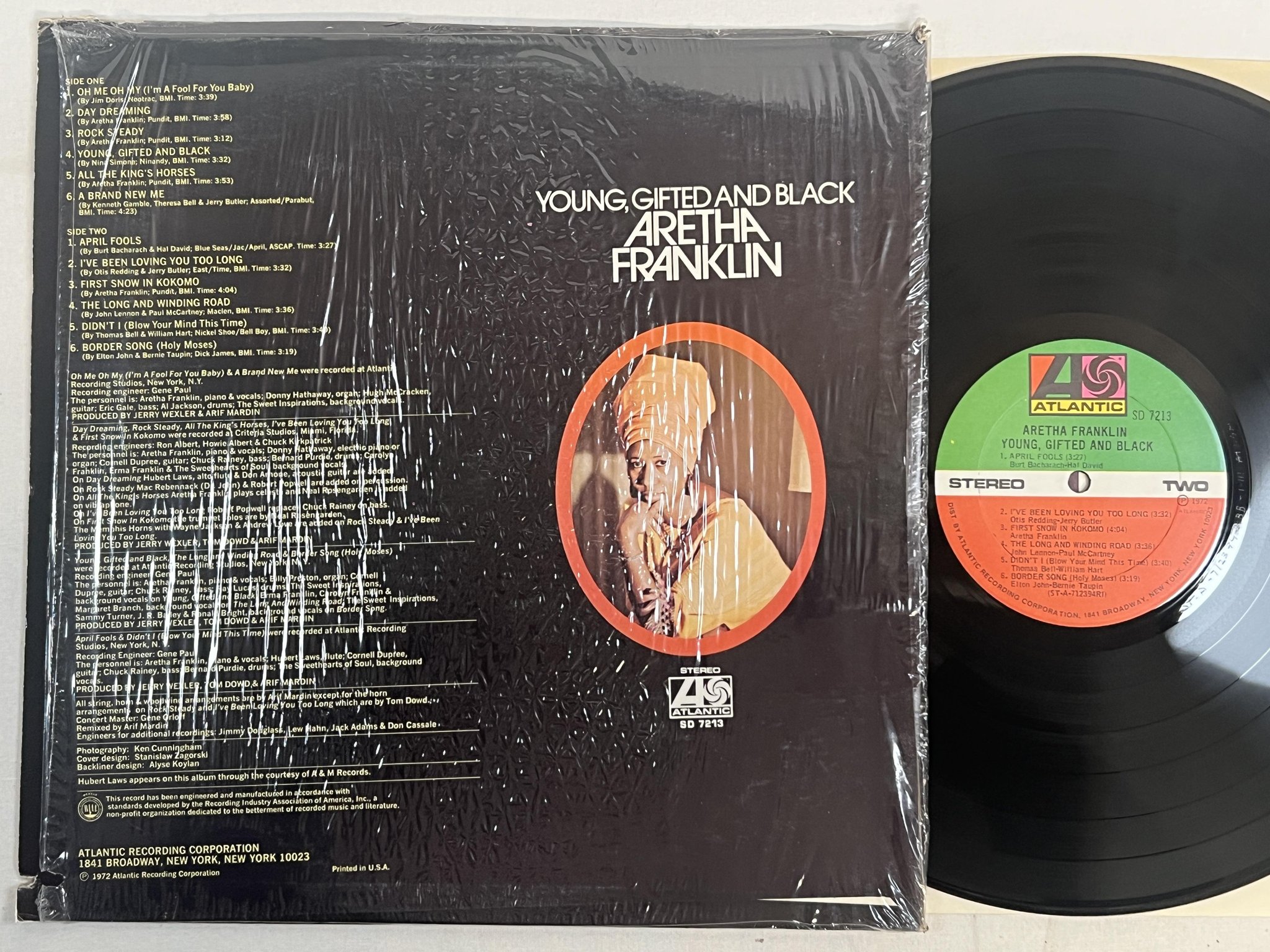 Omslagsbild för skivan ARETHA FRANKLIN young gifted and black LP -72 US ATLANTIC SD 7213 "rock steady"