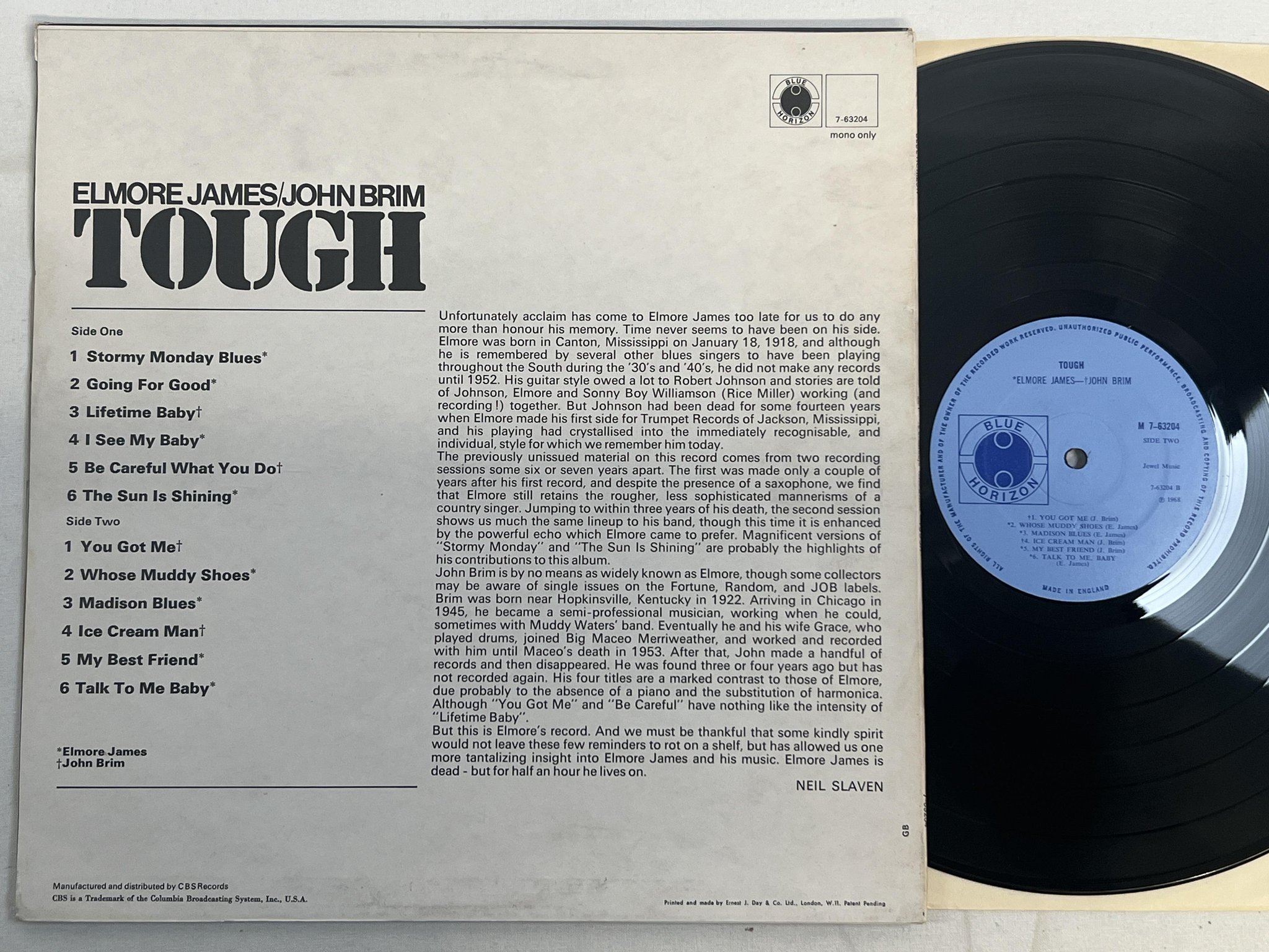Omslagsbild för skivan ELMORE JAMES / JOHN BRIM touch LP -68 UK BLUE HORIZON M 7-63204