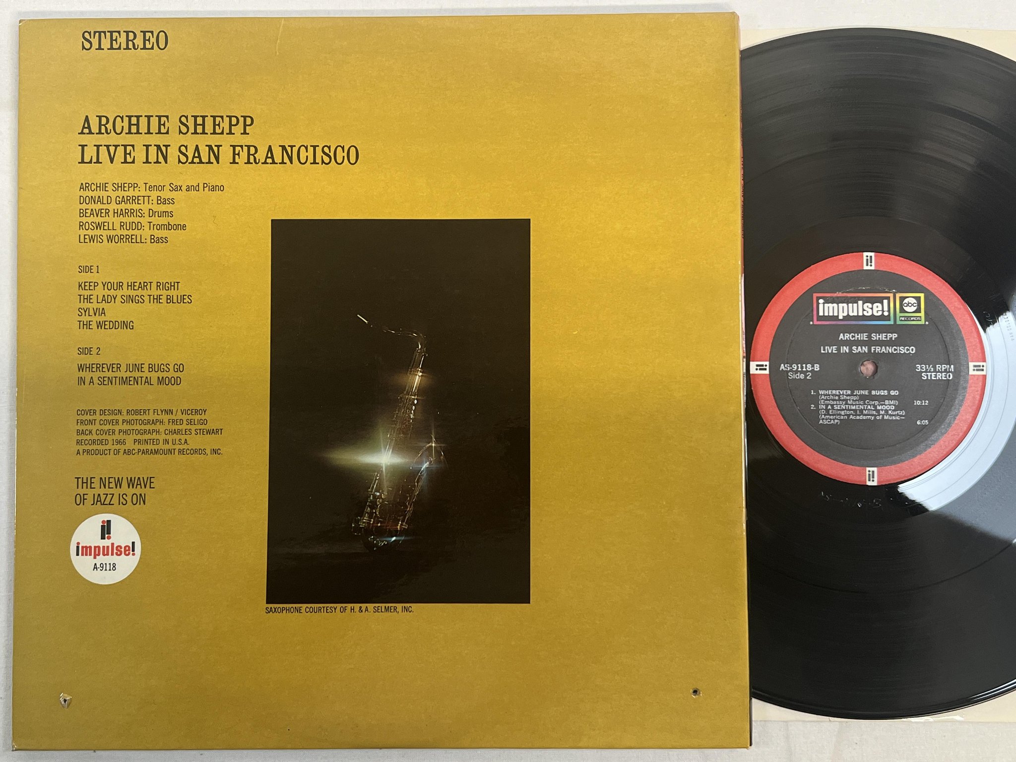 Omslagsbild för skivan ARCHIE SHEPP live in San Francisco LP re -68 US IMPULSE AS-9118
