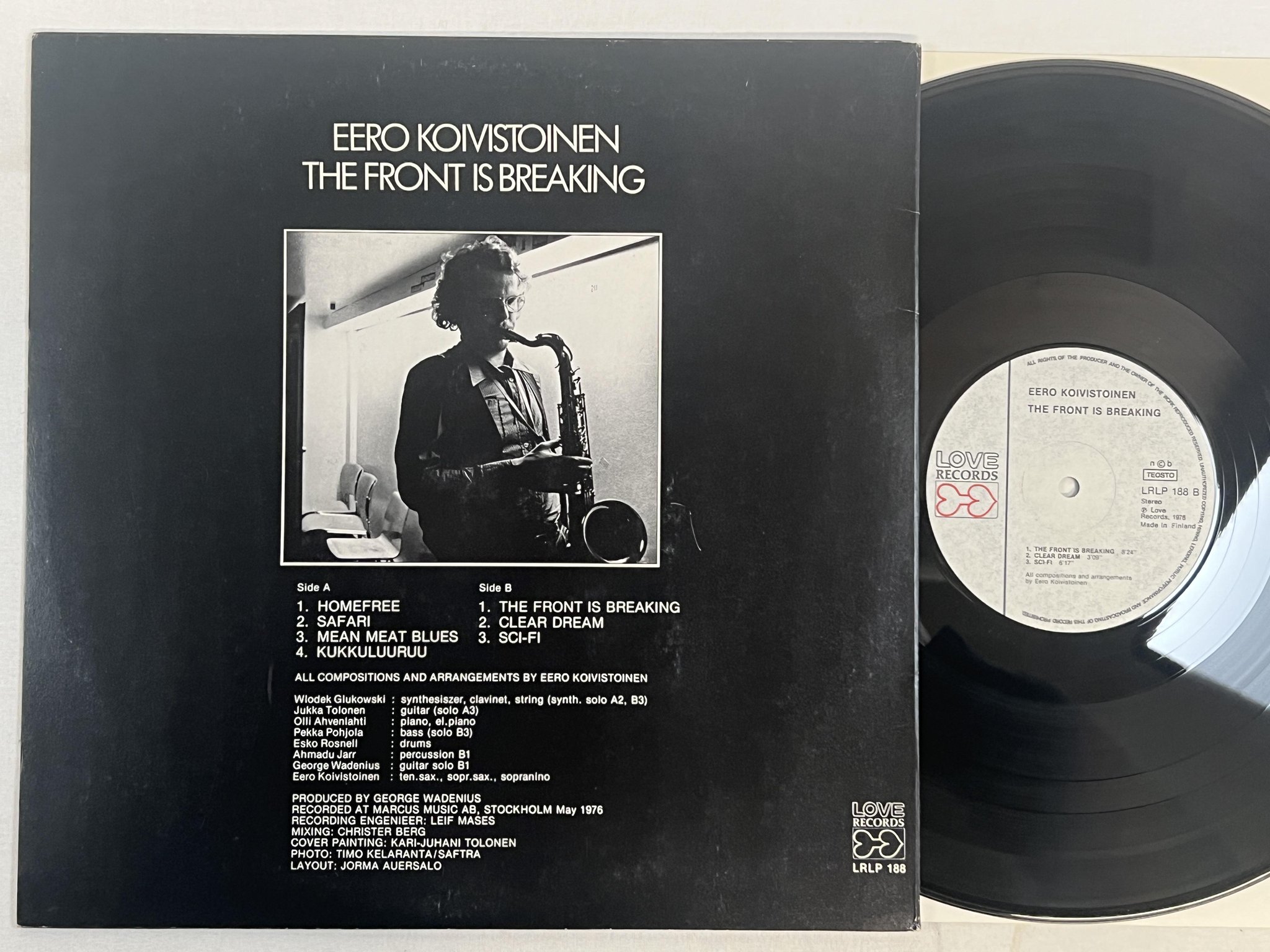Omslagsbild för skivan EERO KOIVISTOINEN the front is breaking LP -76 Fin LOVE LRLP 188 ** rare jazz **