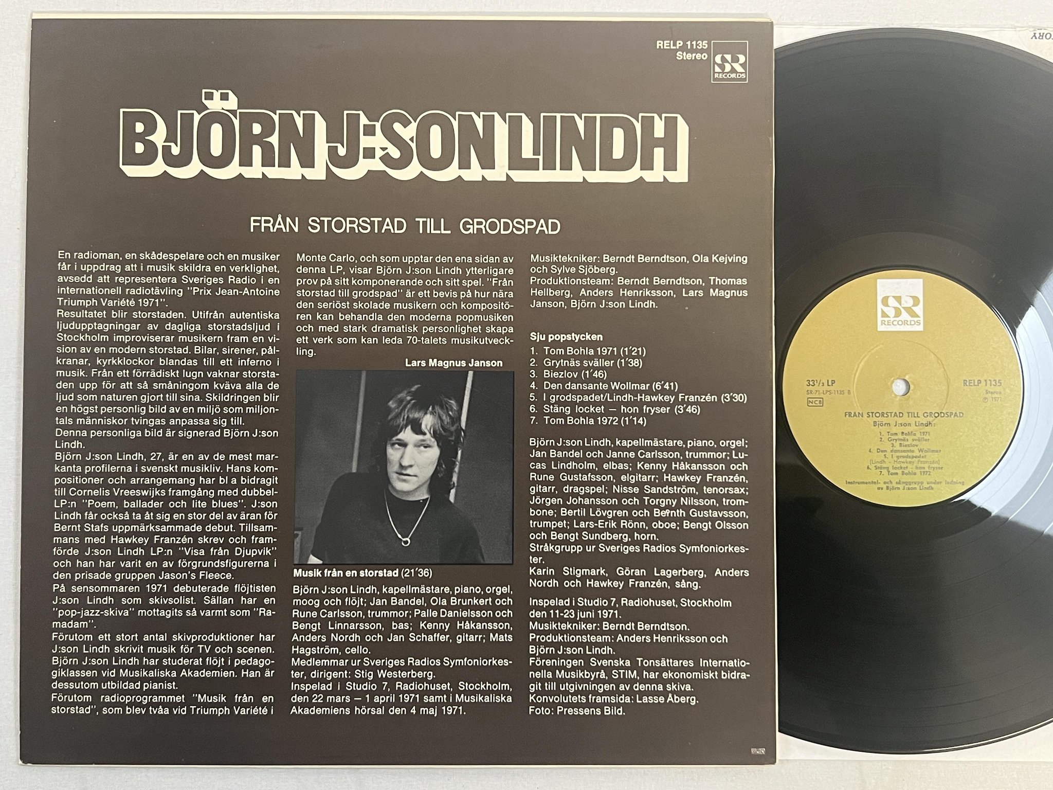 Omslagsbild för skivan BJÖRN J:SON LINDH från storstad till grodspad LP -71 Swe SR RELP 1135 * FUNKY *