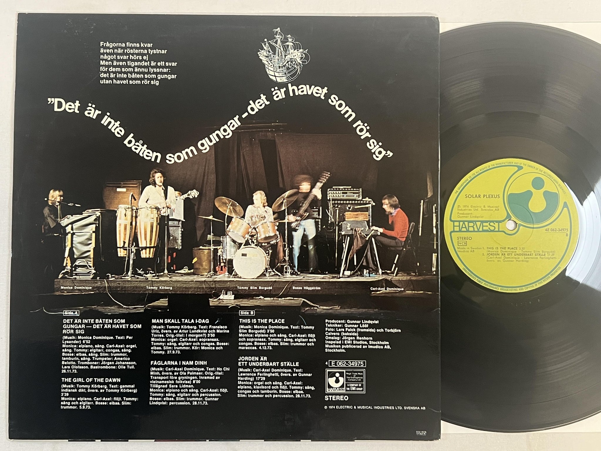 Omslagsbild för skivan SOLAR PLEXUS Det Är Inte Båten Som Gungar LP -74 Swe HARVEST 4E 062-34975