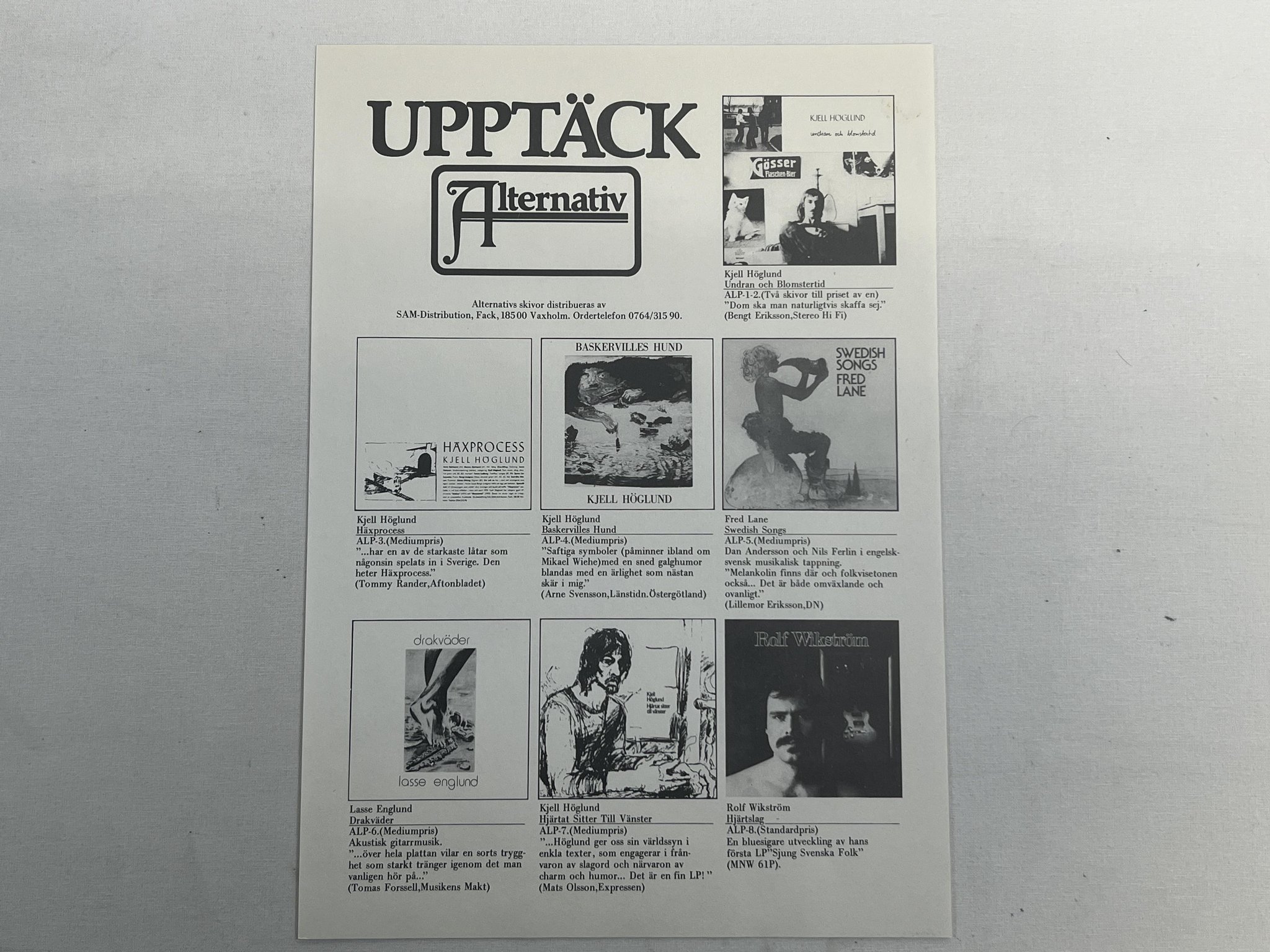 Omslagsbild för skivan KJELL HÖGLUND häxprocess LP -73 Swe ALTERNATIV A-LP3