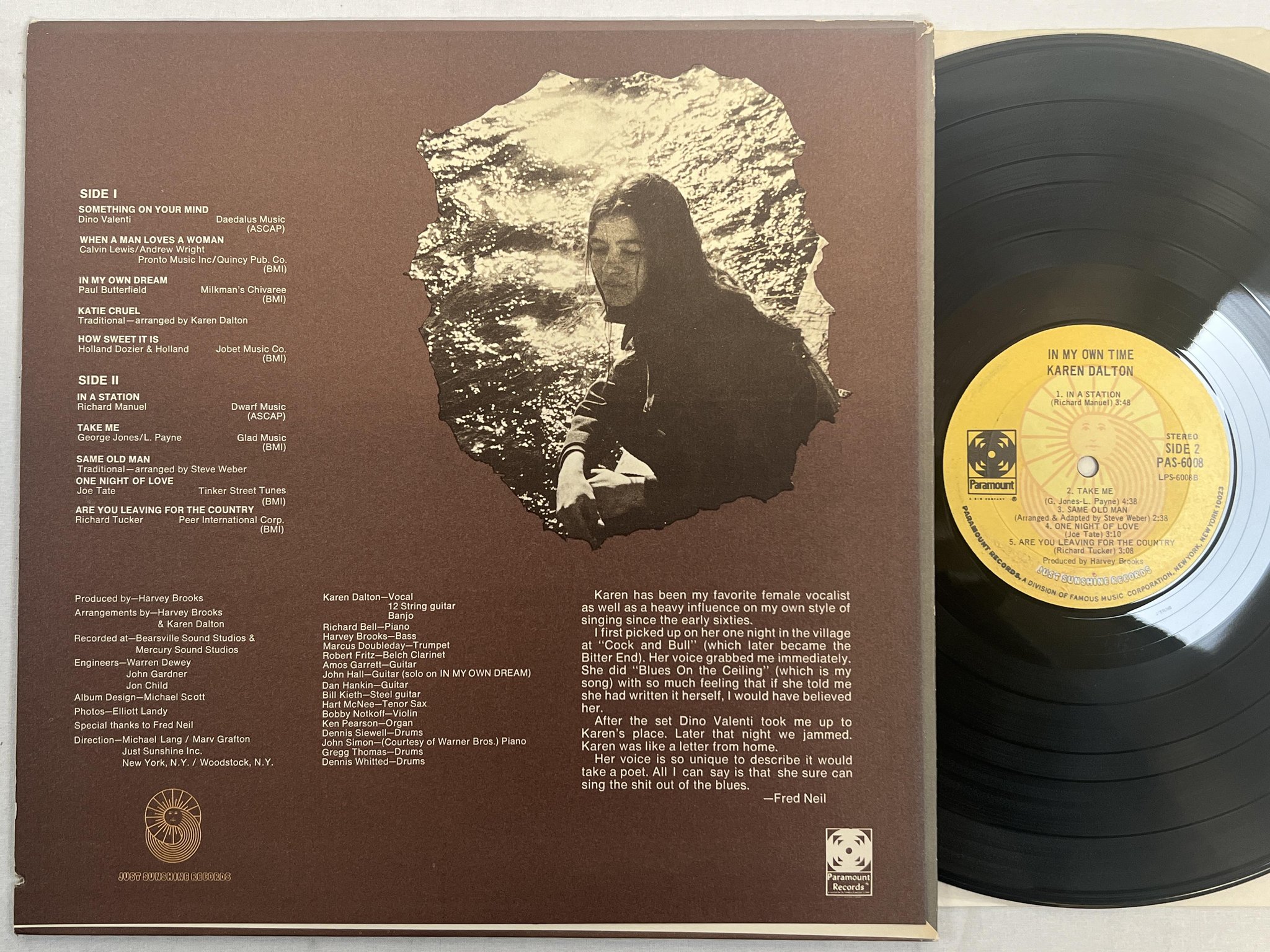 Omslagsbild för skivan KAREN DALTON in my own time LP -71 US PARAMOUNT PAS 6008 ** RARE FOLK **