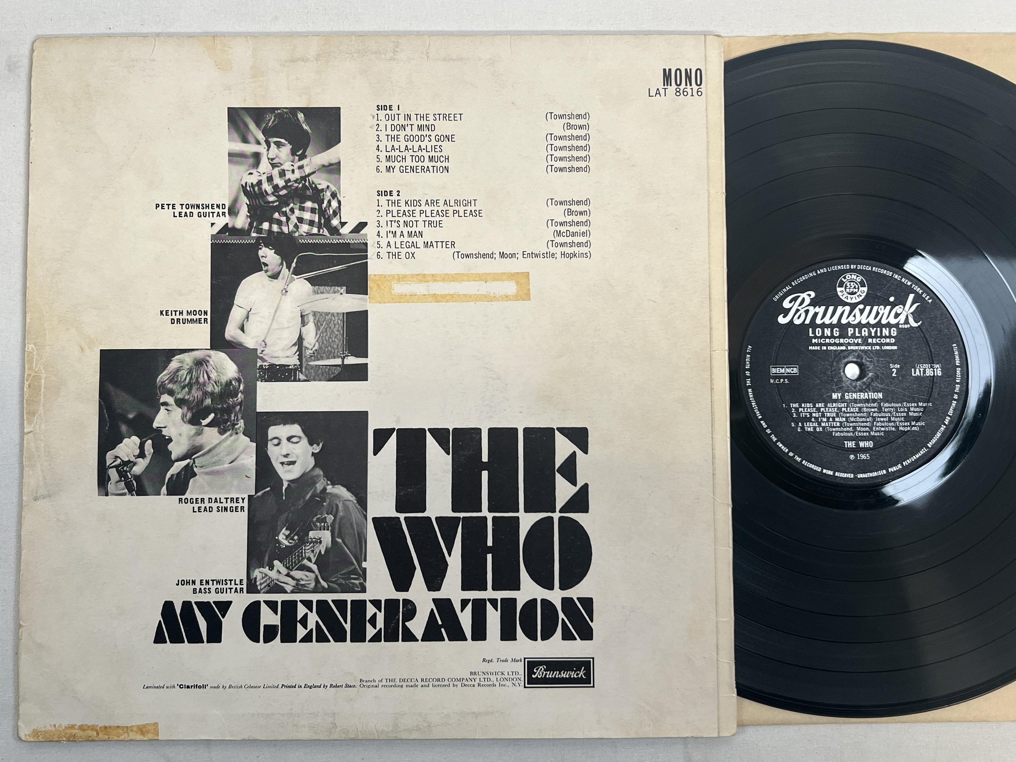 Omslagsbild för skivan THE WHO my generation LP -65 UK BRUNSWICK LAT 8616 *** MASSIVE CLASSIC ***