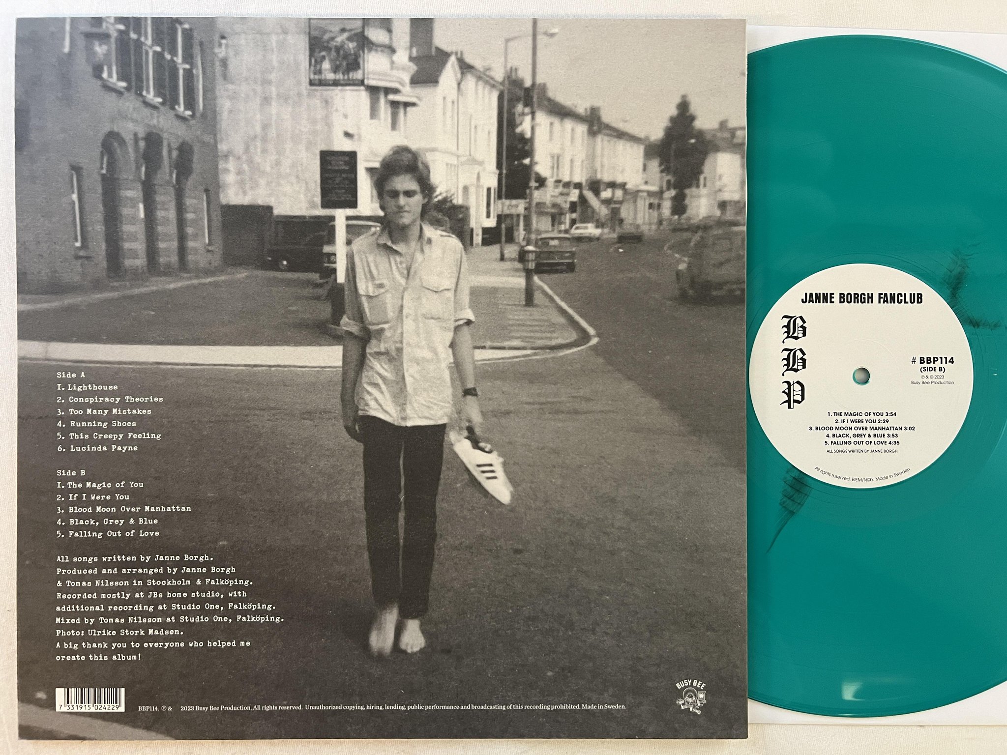 Omslagsbild för skivan JANNE BORGH FANCLUB s/t LP 2023 Swe NUSY BEE BBP114 ** green vinyl **