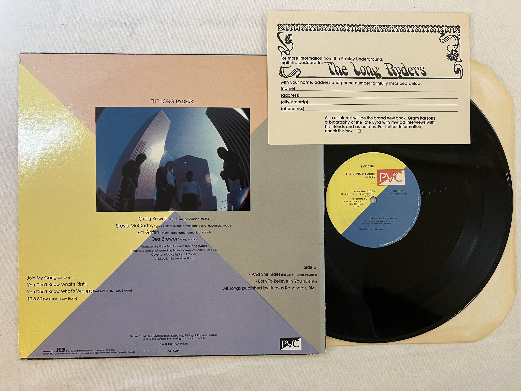 Omslagsbild för skivan THE LONG RYDERS 10 5-60 12"EP -83 US PVC 5906 * garage rock *