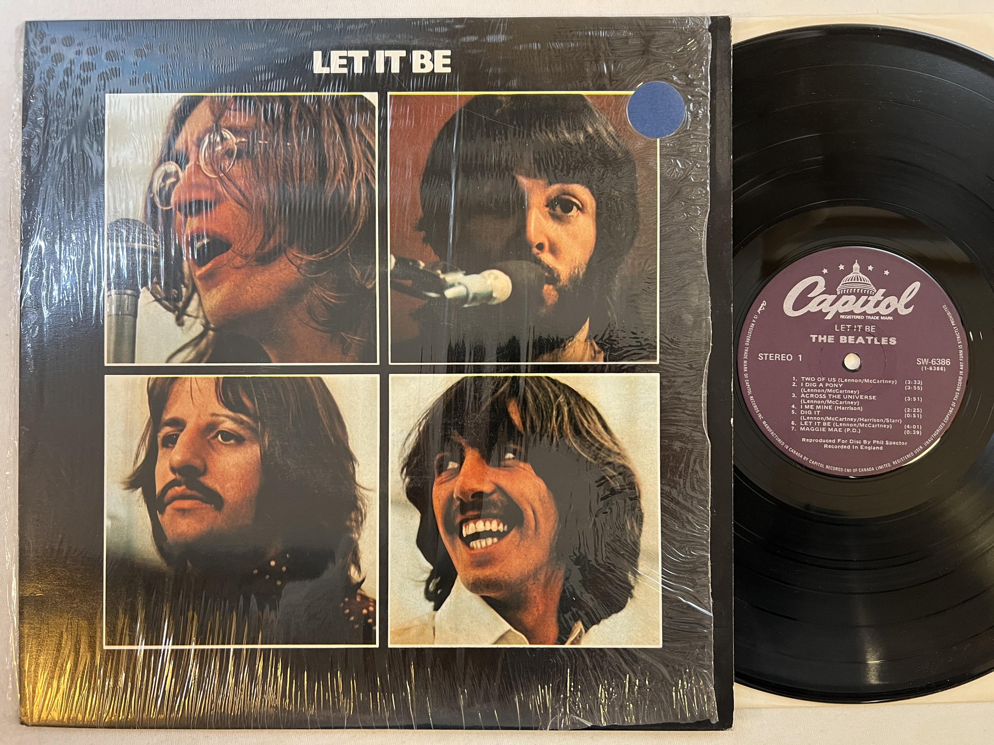 Omslagsbild för skivan THE BEATLES let it be LP Can CAPITOL sw 6386