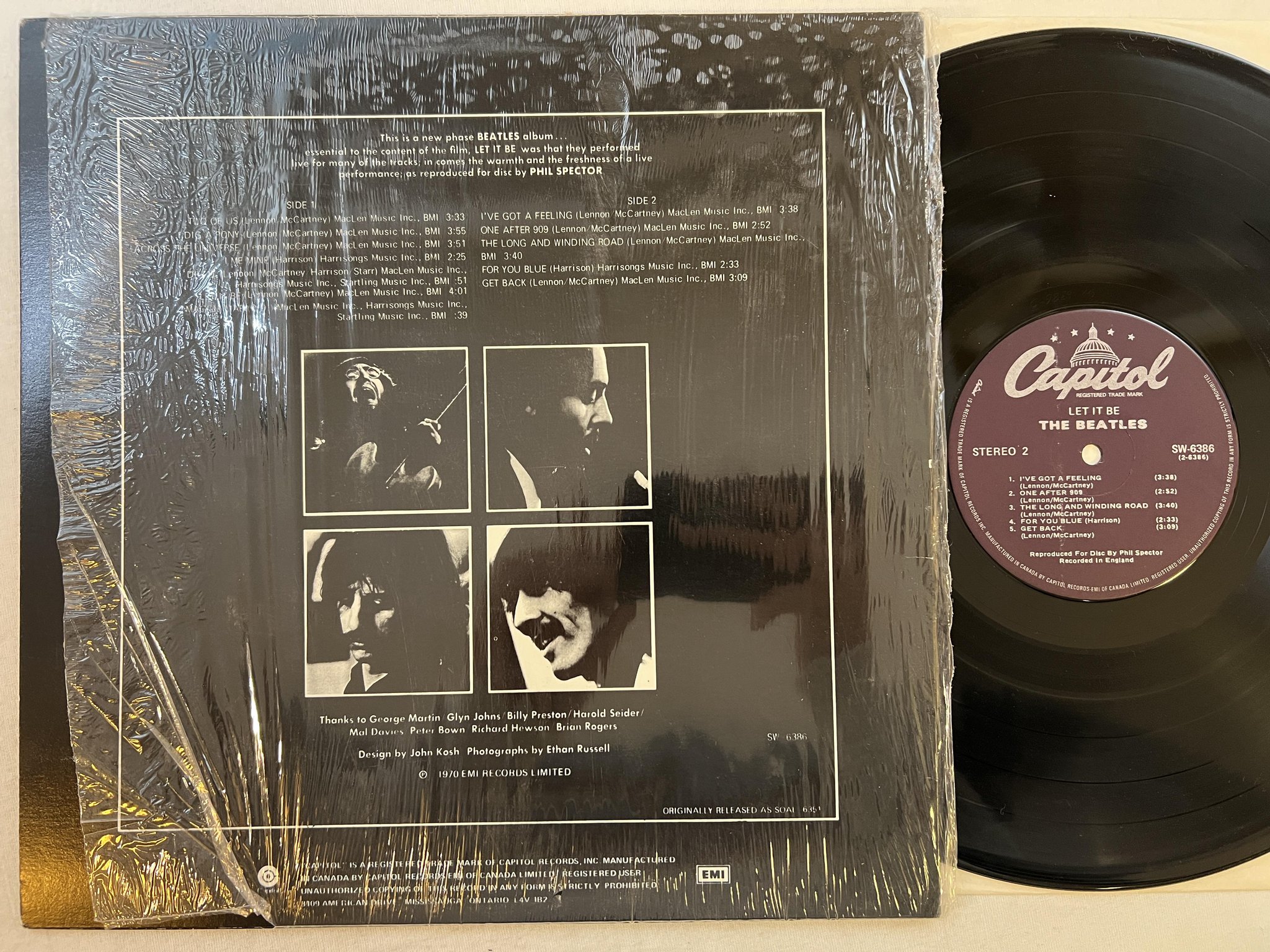 Omslagsbild för skivan THE BEATLES let it be LP Can CAPITOL sw 6386