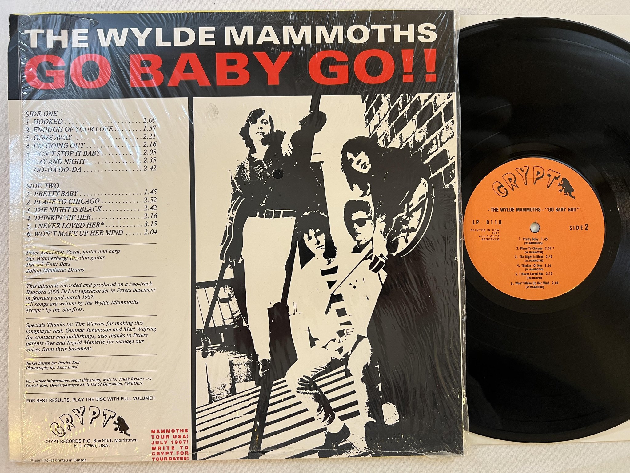 Omslagsbild för skivan THE WYLDE MAMMOTHS go baby go! LP -87 CRYPT Crypt 011 *** garage rock **
