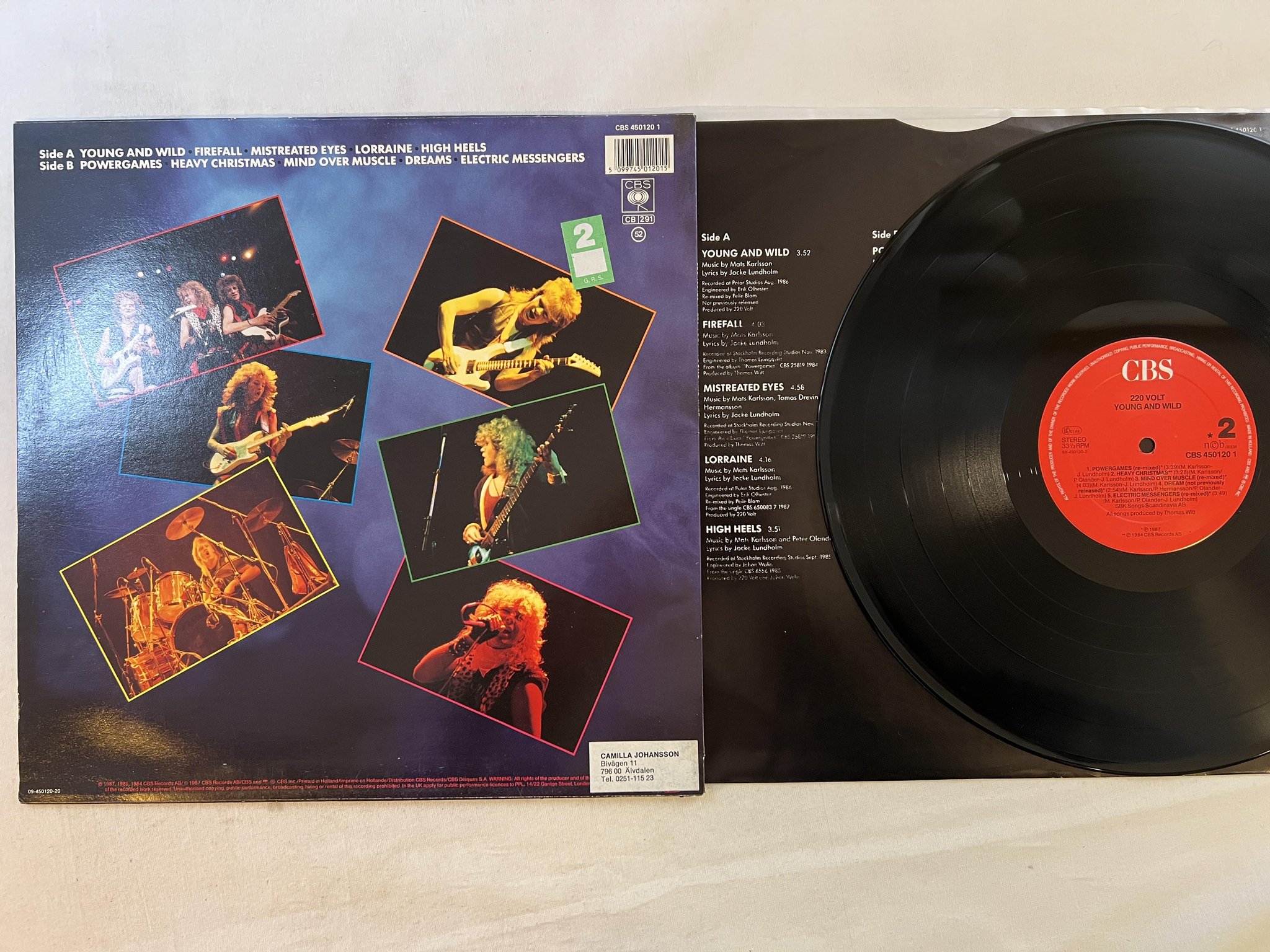 Omslagsbild för skivan 220 VOLT young and wild LP -87 Hol CBS 4501201