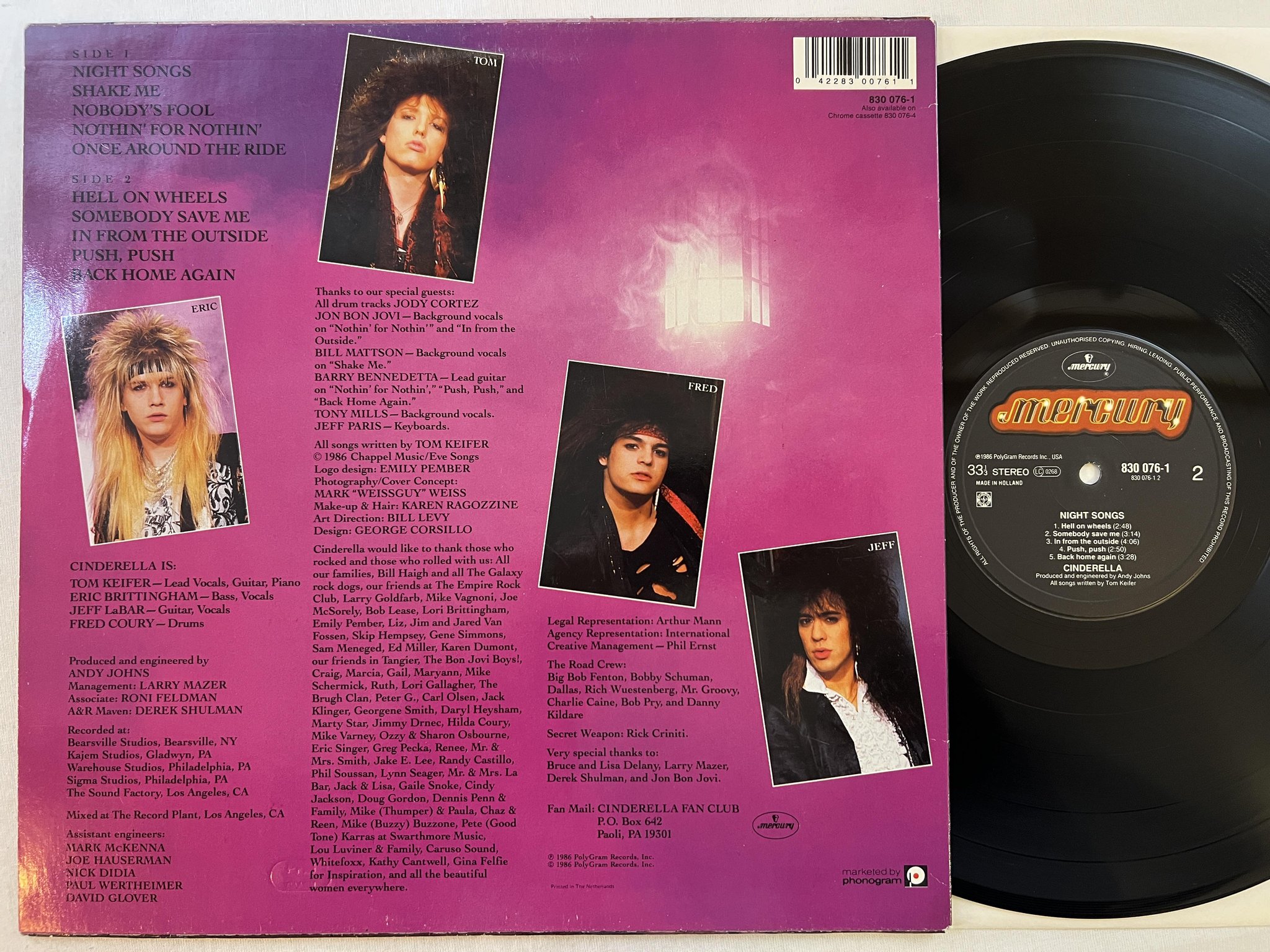 Omslagsbild för skivan CINDERELLA night songs LP -86 Hol MERCURY 830 076-1