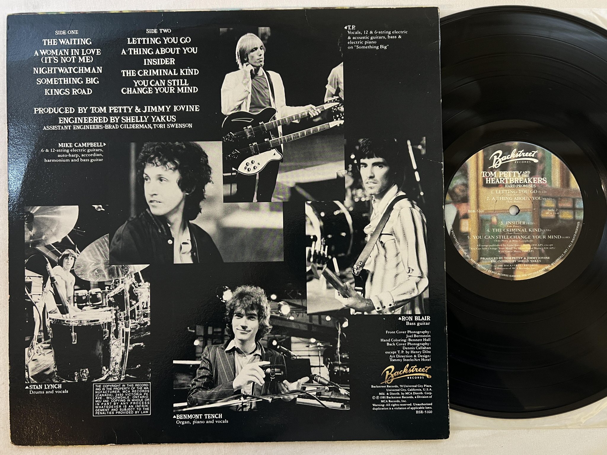 Omslagsbild för skivan TOM PETTY & THE HEARTBREAKERS hard promises LP -81 Can BACKSTREET BSR-5160
