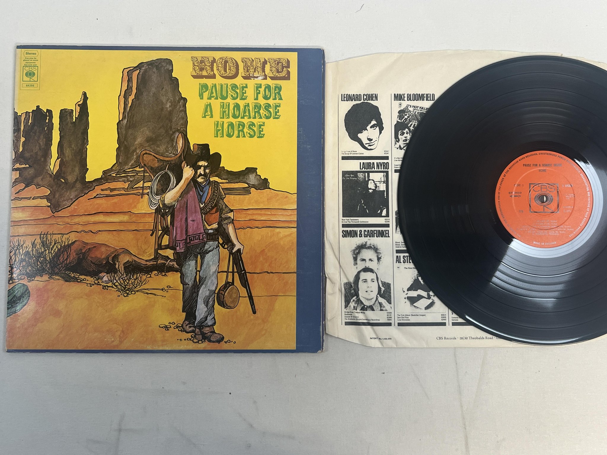 Omslagsbild för skivan HOME Pause For A Hoarse Horse LP -71 UK CBS S 64356 ** country rock **