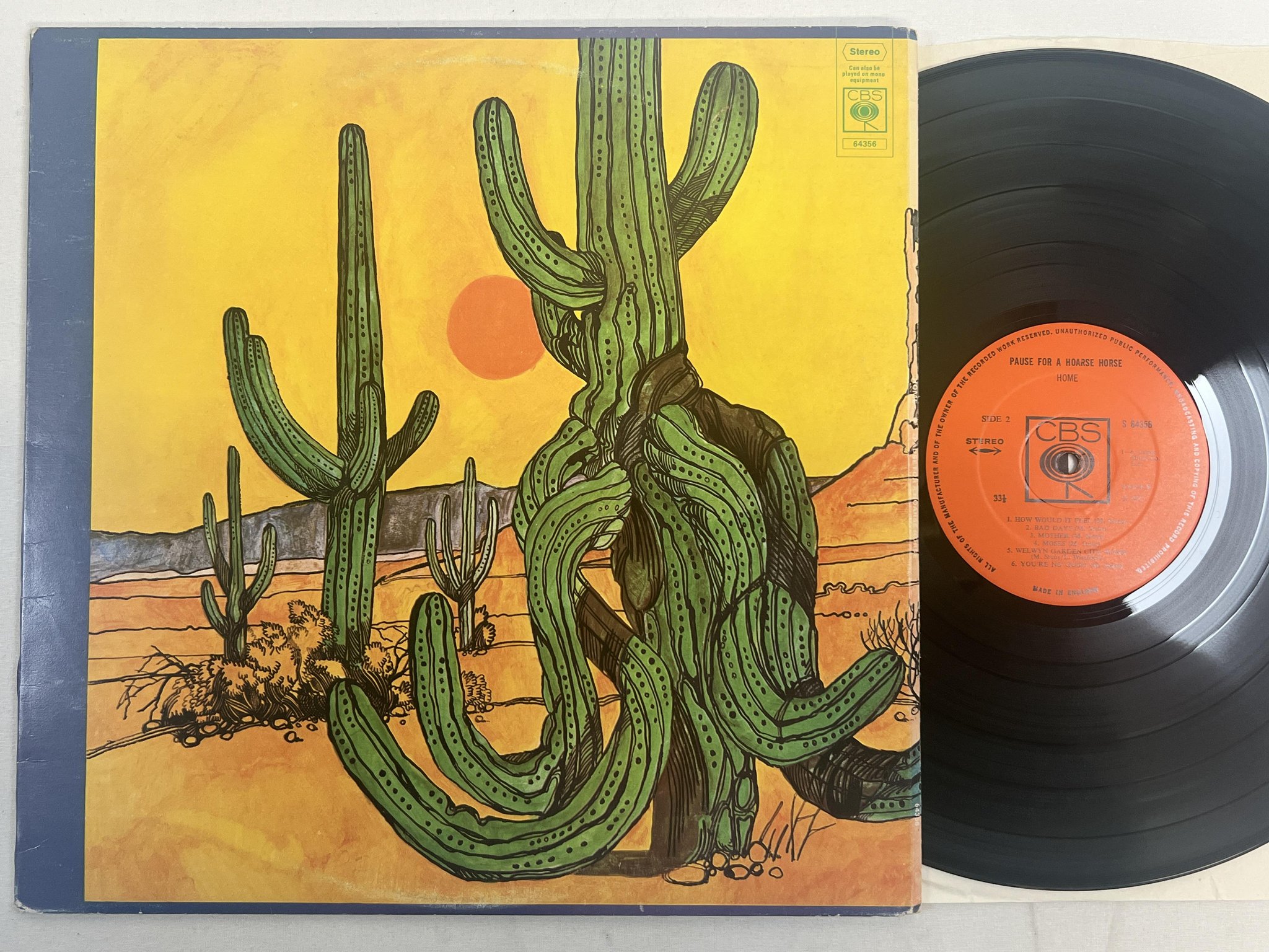 Omslagsbild för skivan HOME Pause For A Hoarse Horse LP -71 UK CBS S 64356 ** country rock **