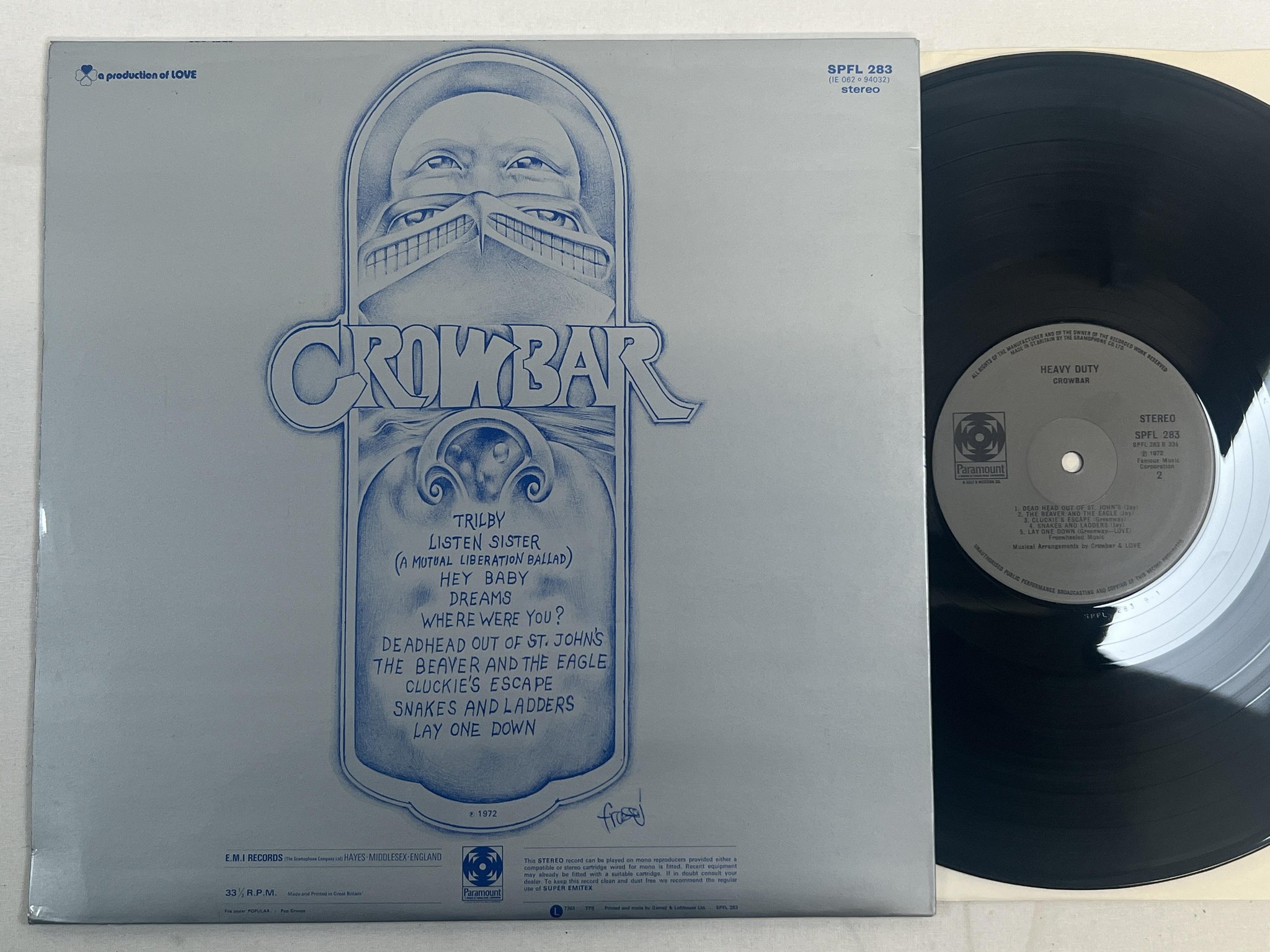Omslagsbild för skivan CROWBAR Heavy Duty LP -72 UK PARAMOUNT SPFL 283