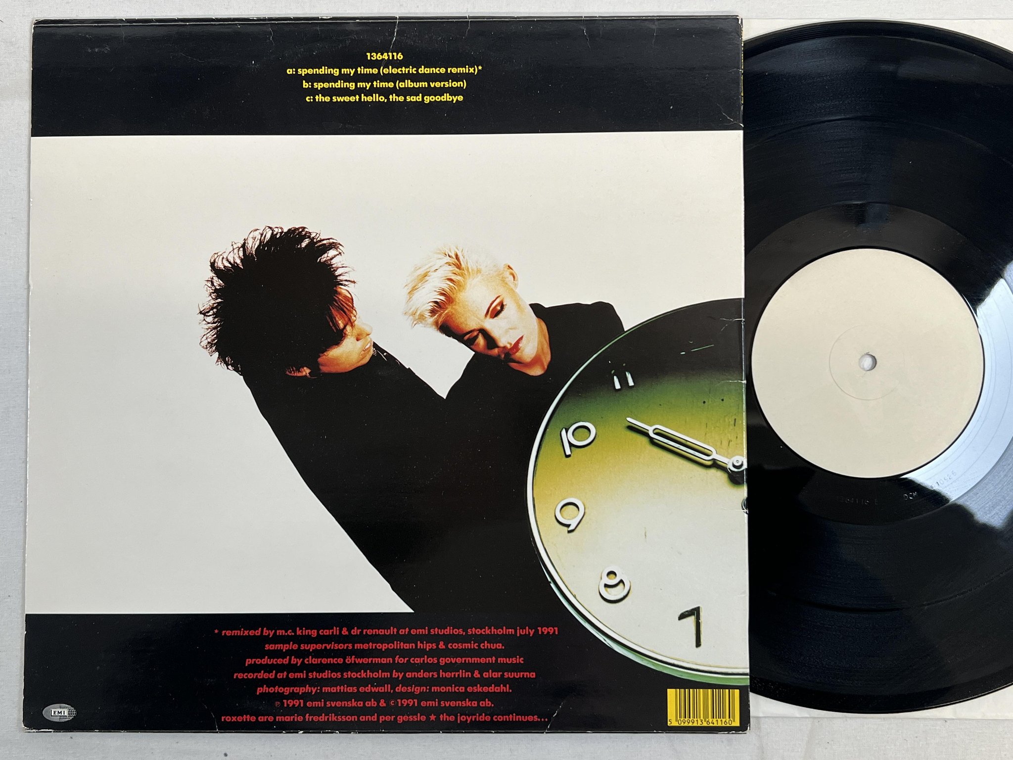 Omslagsbild för skivan ROXETTE Spending My Time 12"SINGLE -91 EMI *** MEGA RARE TEST PRESSING ***