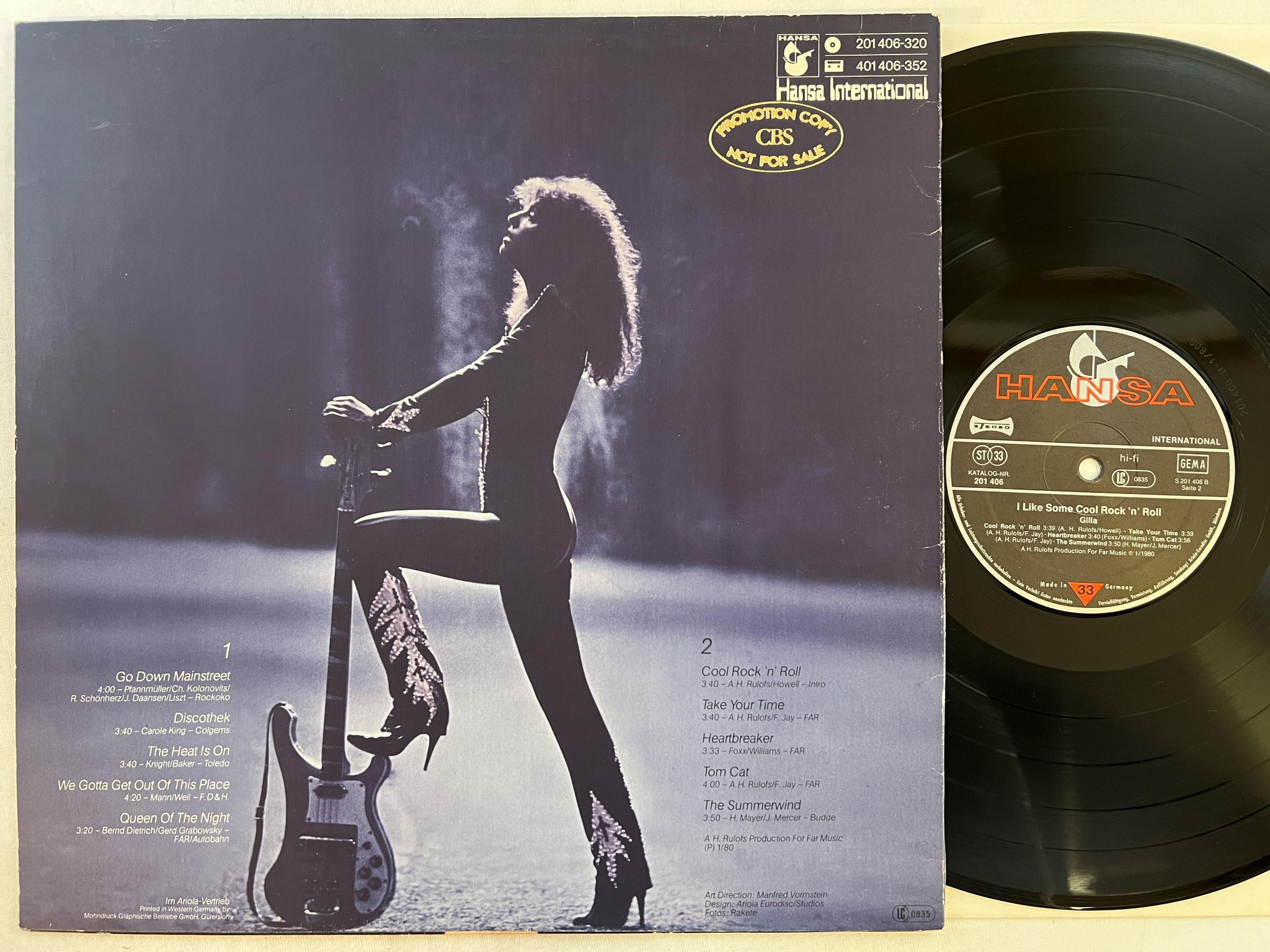 Omslagsbild för skivan GILLA I like some cool rock n roll LP -80 Ger HANSA 201 406 * EARLY EURO DISCO *