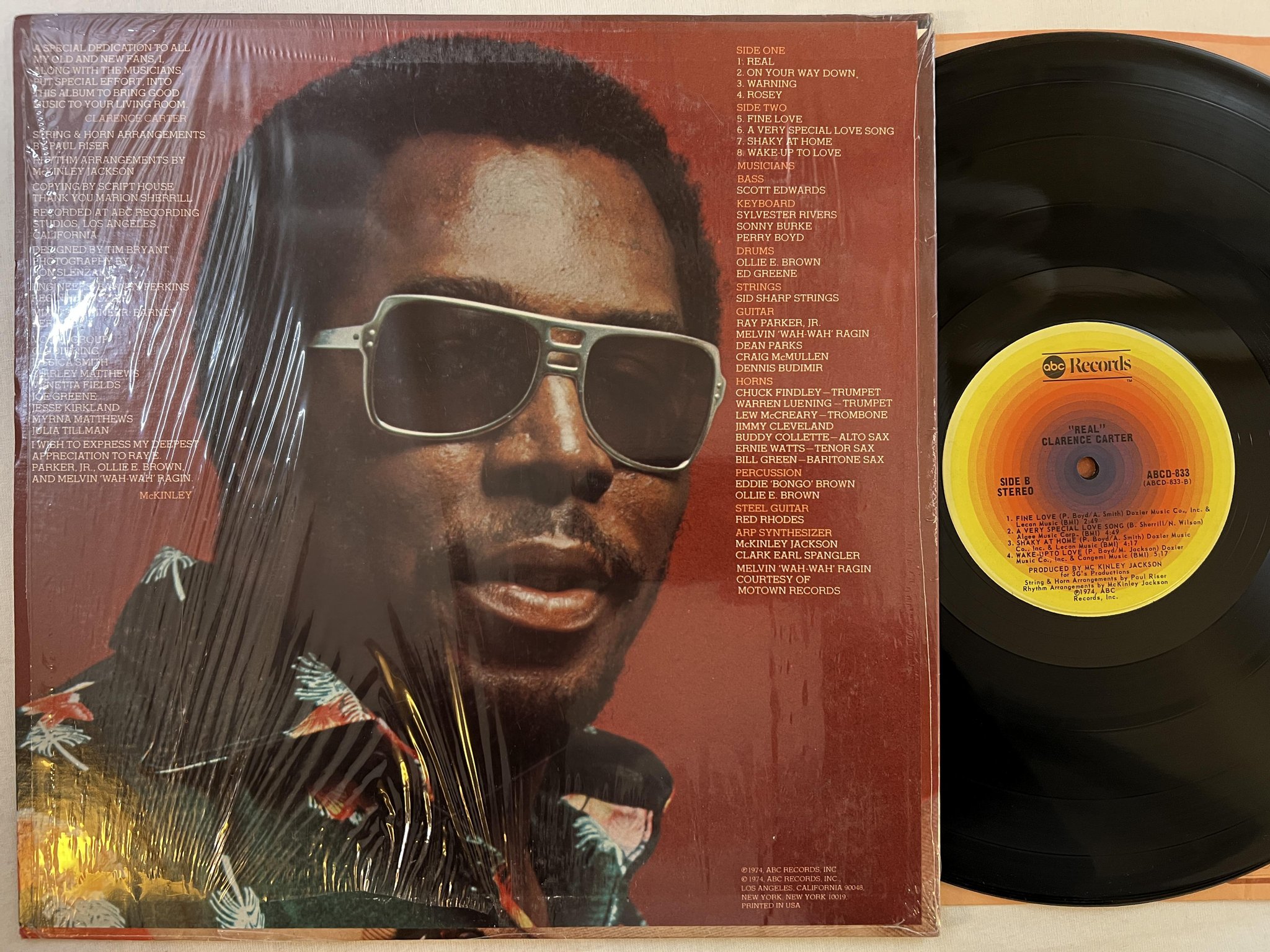 Omslagsbild för skivan CLARENCE CARTER real LP -74 US ABC ABCD 833