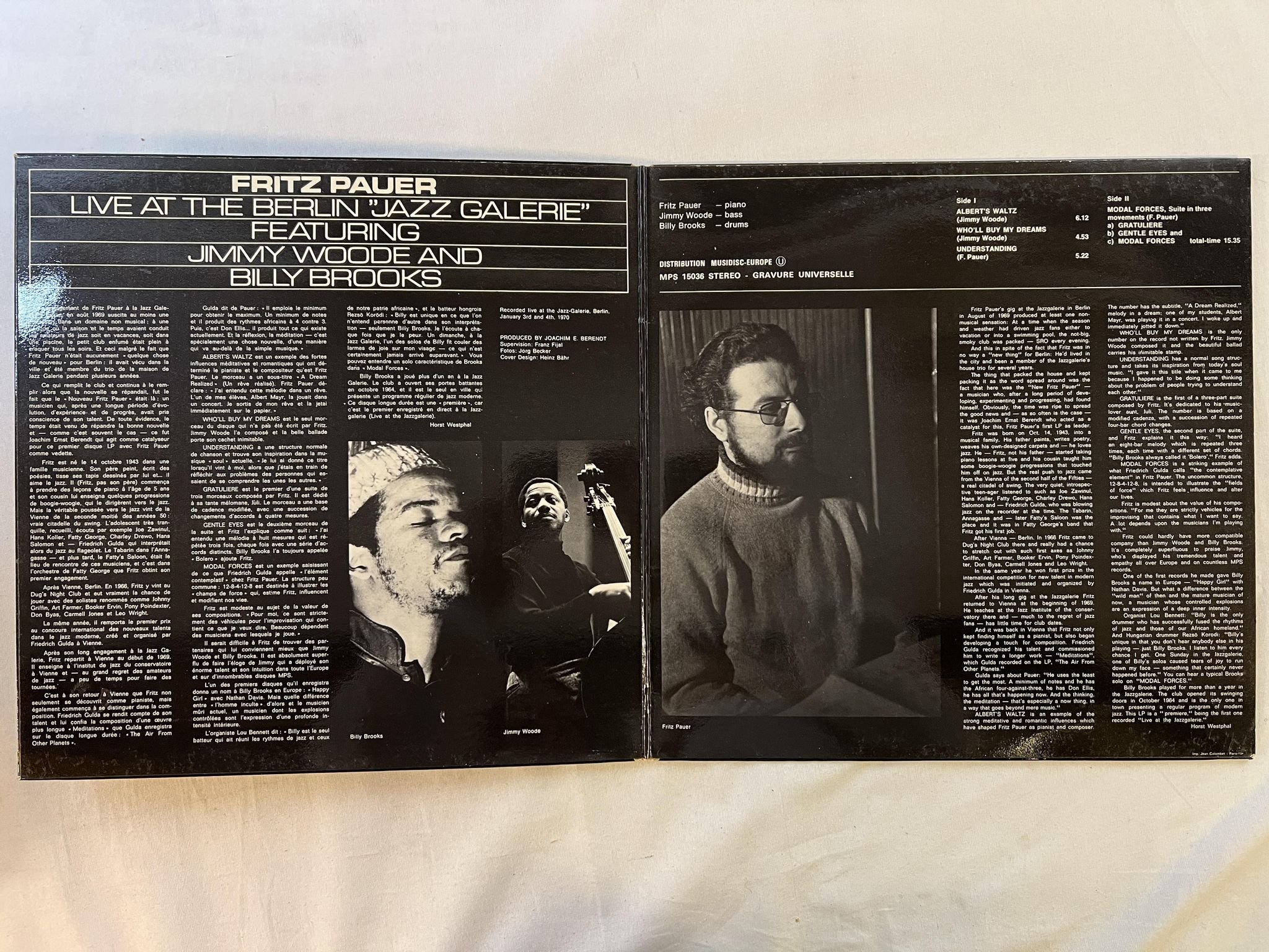 Omslagsbild för skivan FRITZ PAUER live at the Berlin Jazz Galerie LP Fra MPS 15036