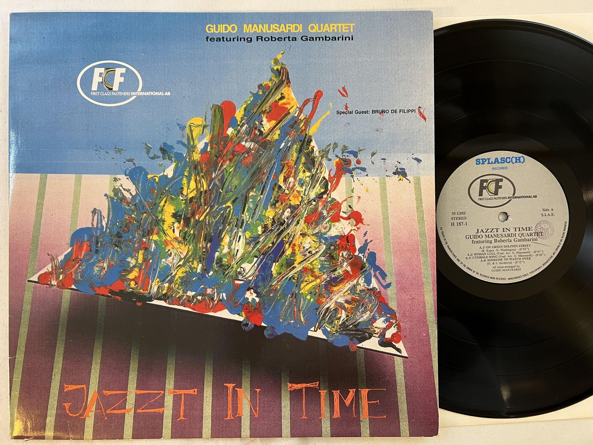 Omslagsbild för skivan GUIDO MANUSARDI QUARTET jazzt in time LP -89 Ita SPLASC(H) H 187-1