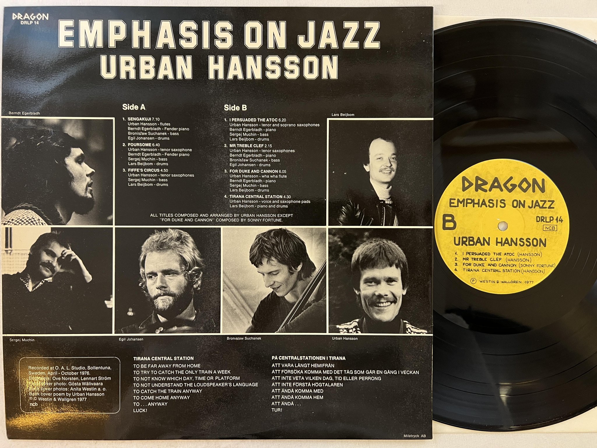 Omslagsbild för skivan URBAN JANSSON emphasis on jazz LP -77 Swe DRAGON DRLP14
