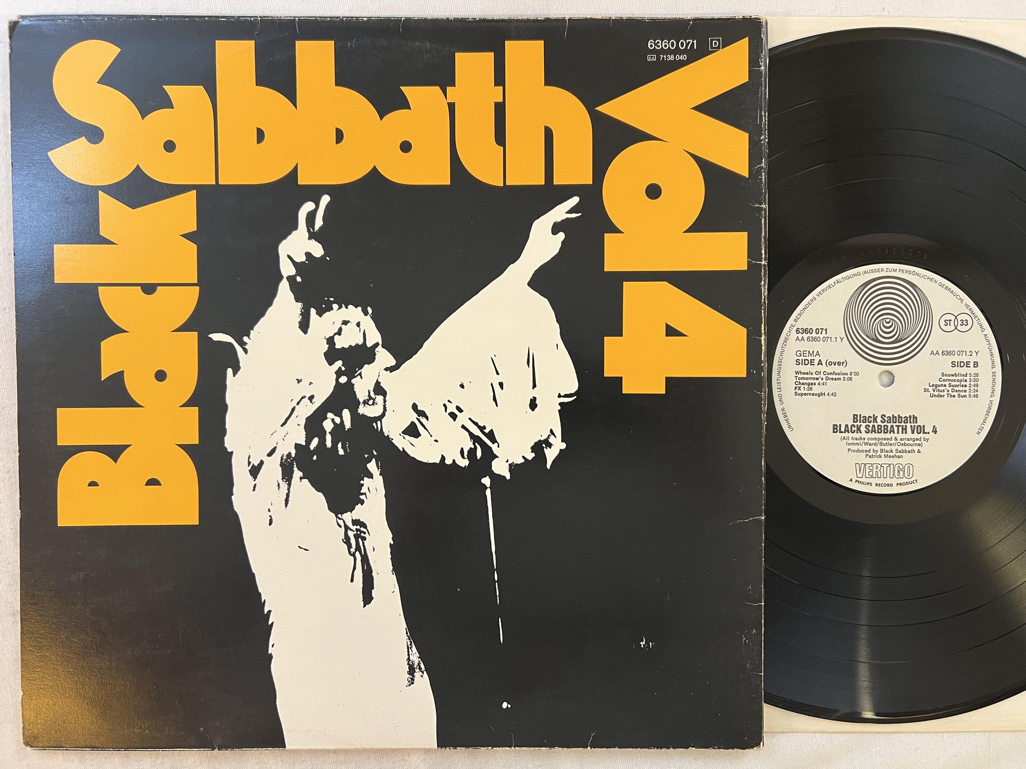 Omslagsbild för skivan BLACK SABBATH vol 4 LP -72 Ger VERTIGO swirl 6360 071