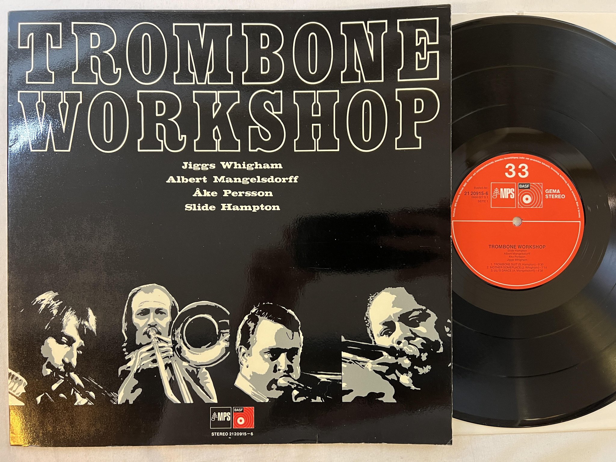 Omslagsbild för skivan ALBERT MANGELSFORFF trombone workshop LP Ger MPS 21 20915-6