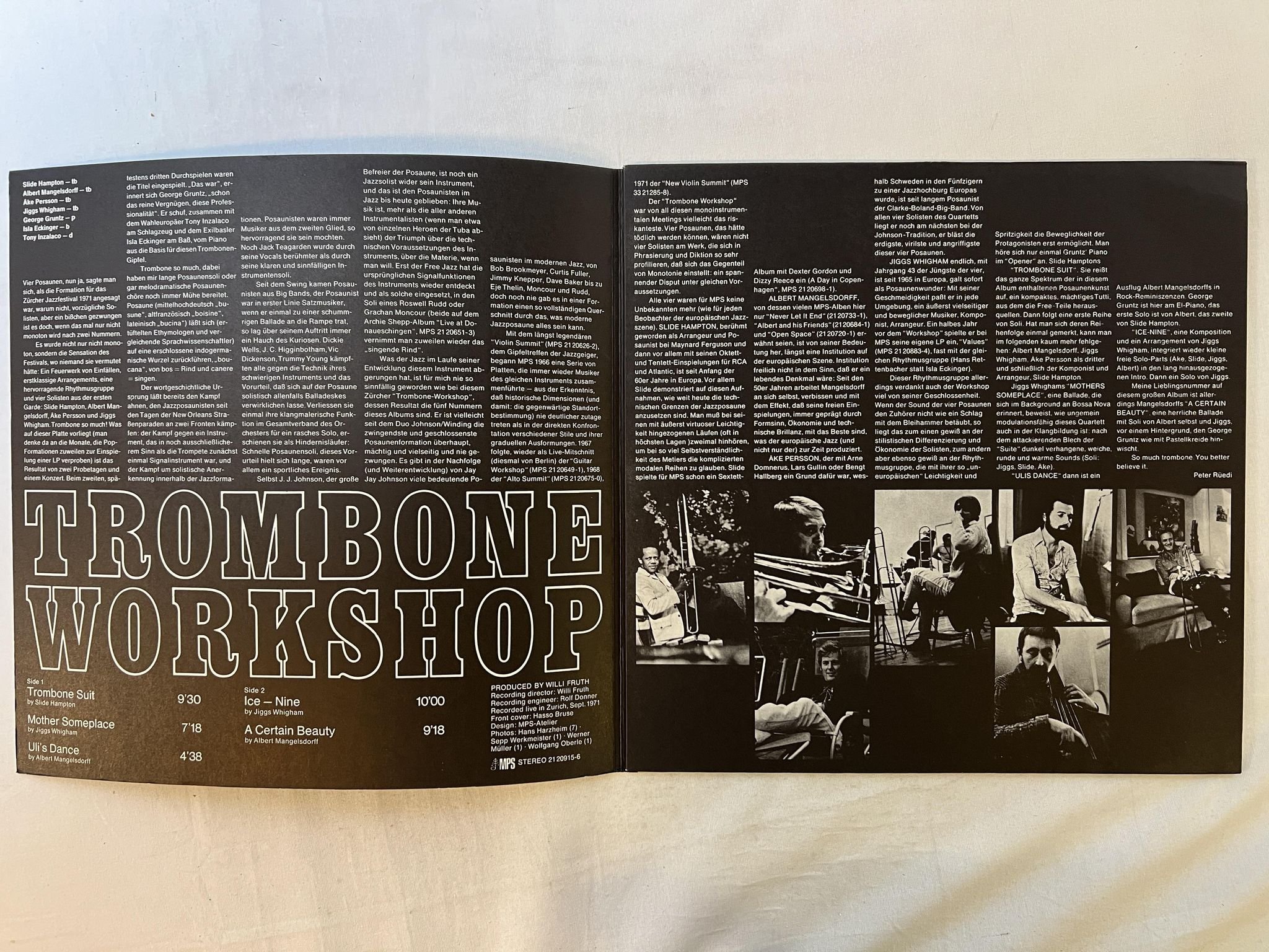 Omslagsbild för skivan ALBERT MANGELSFORFF trombone workshop LP Ger MPS 21 20915-6