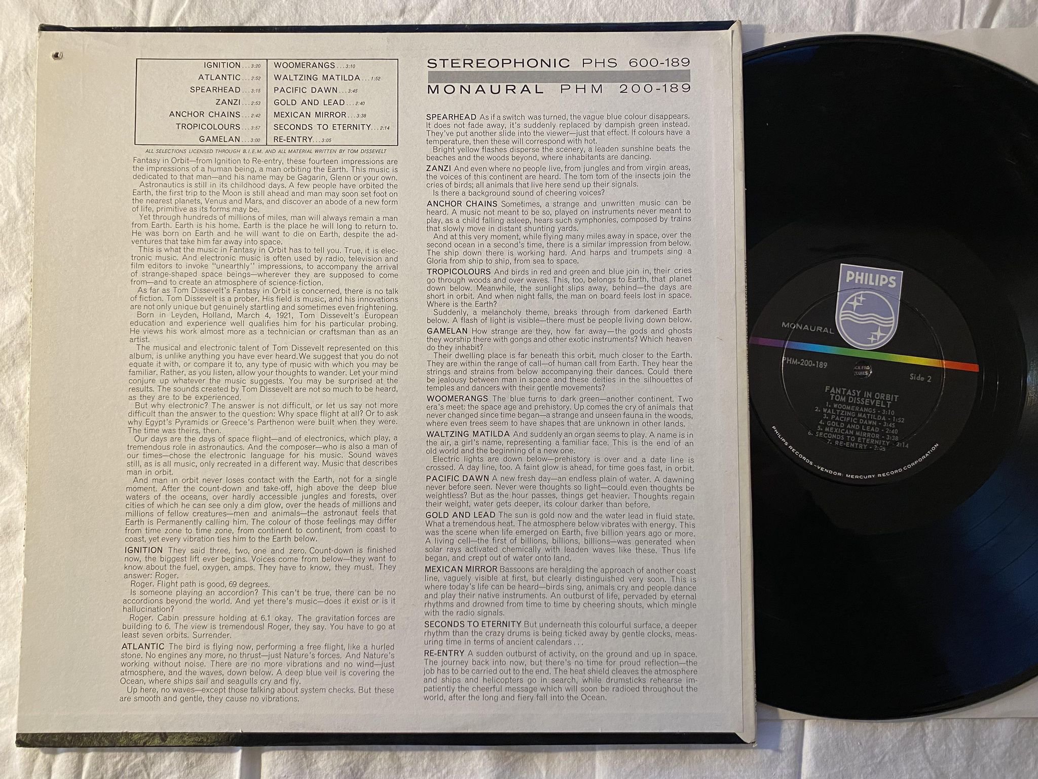 Omslagsbild för skivan TOM DISSEVELT Fantasy In Orbit LP -65 US PHILIPS PHS 600-189 Experimental